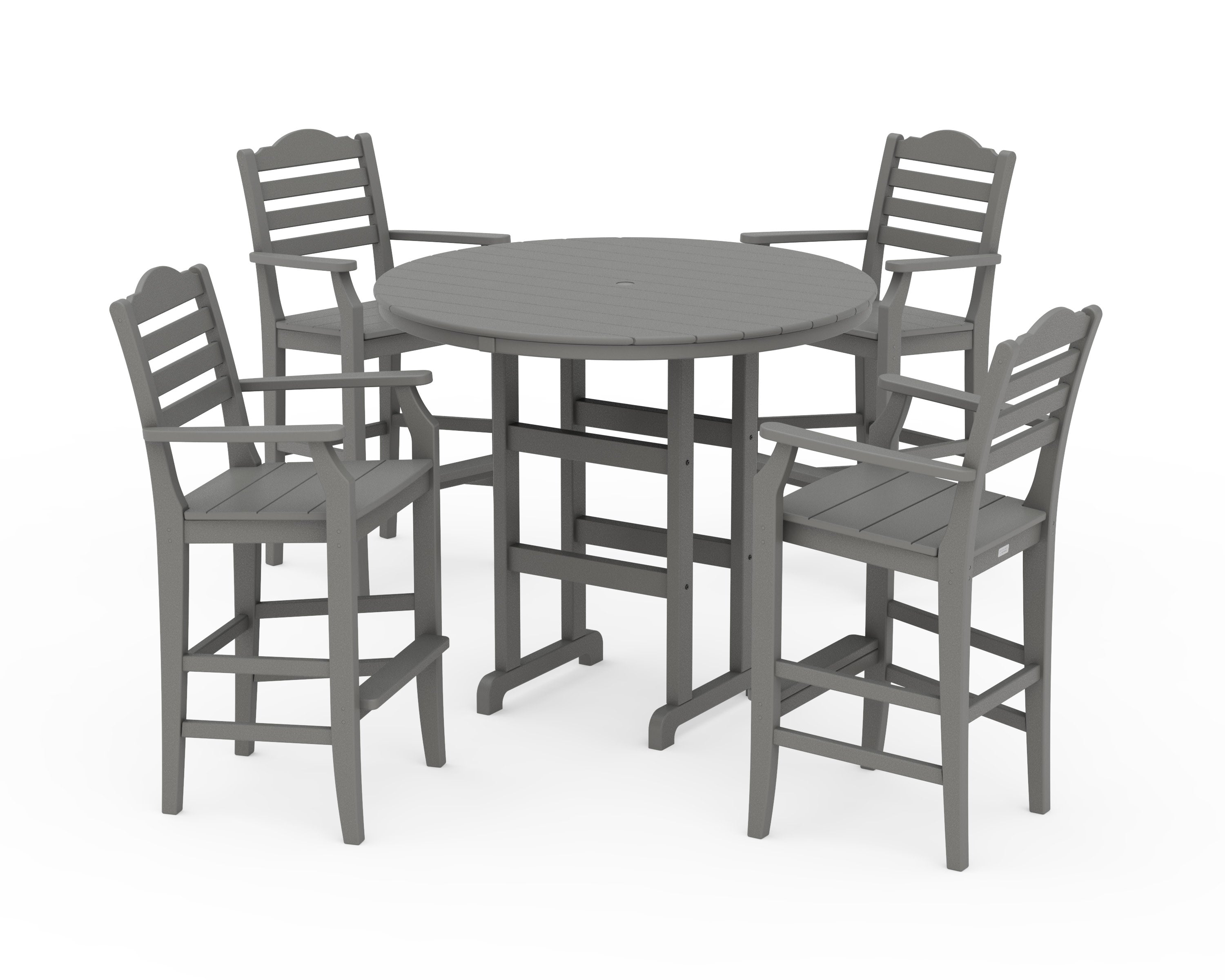 Savannah 5-Piece Round Farmhouse Bar Set in Slate Grey
