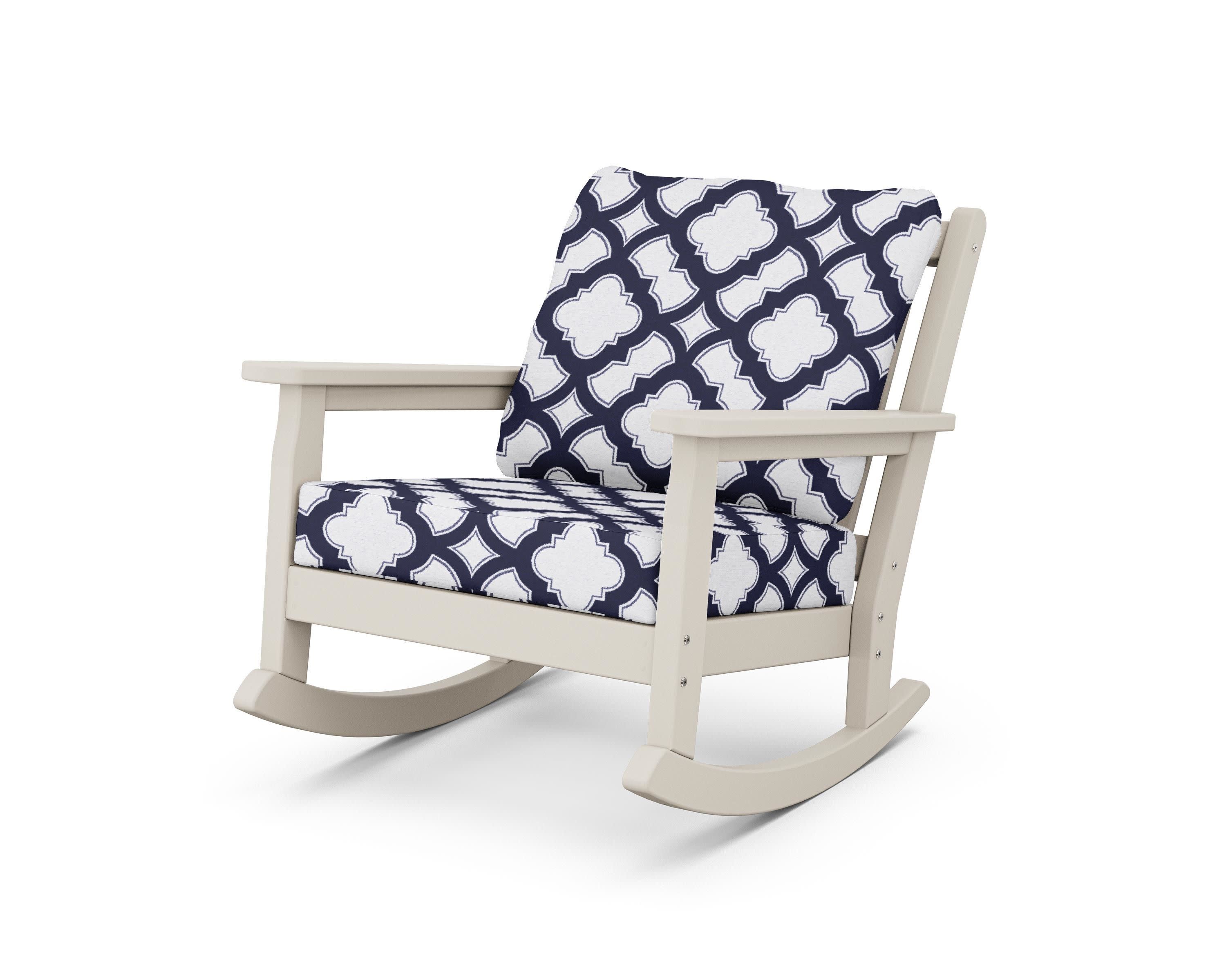 Chippendale Deep Seating Rocking Chair in Sand / Trellis Navy