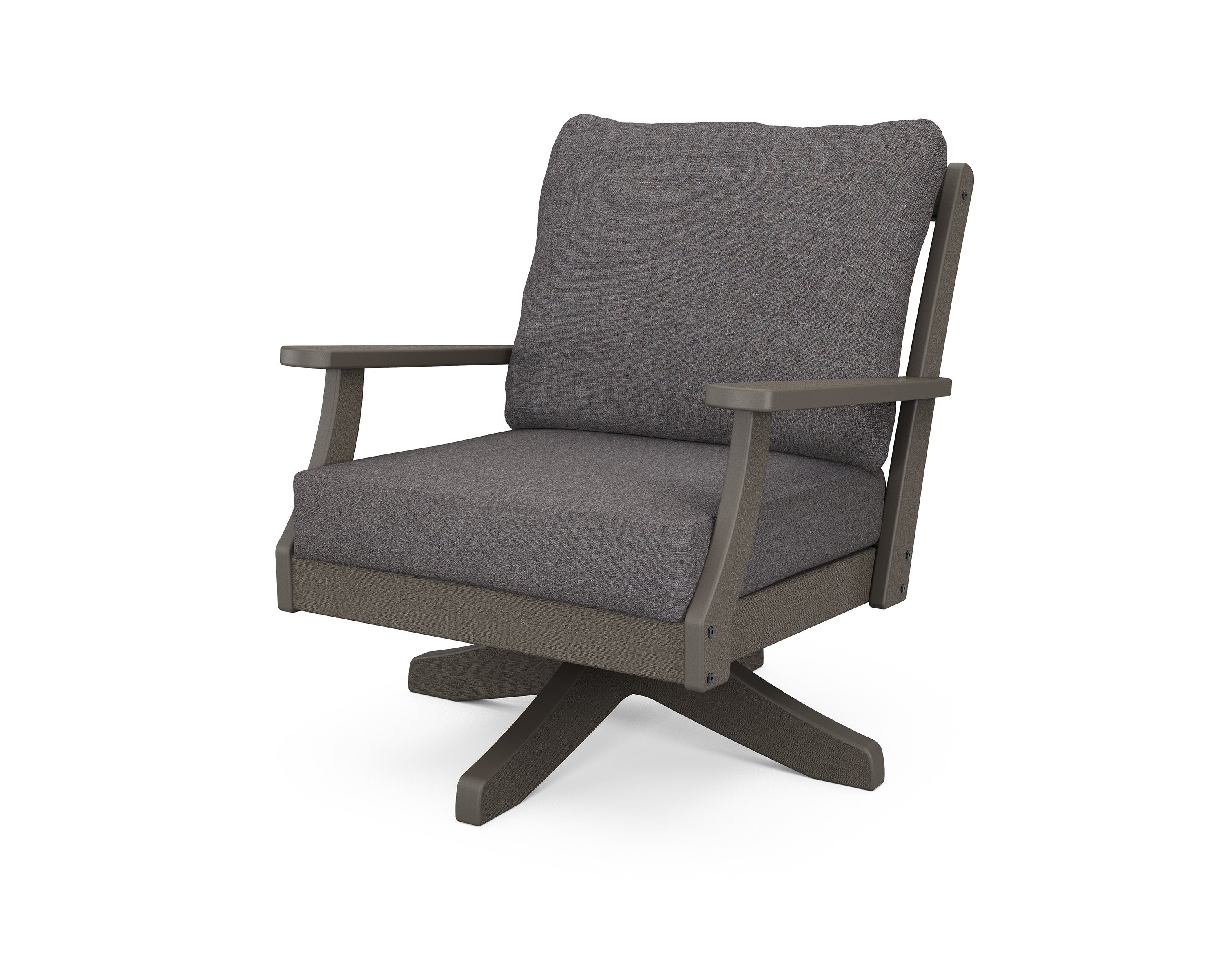 Braxton Deep Seating Swivel Chair in Vintage Coffee / Ash Charcoal