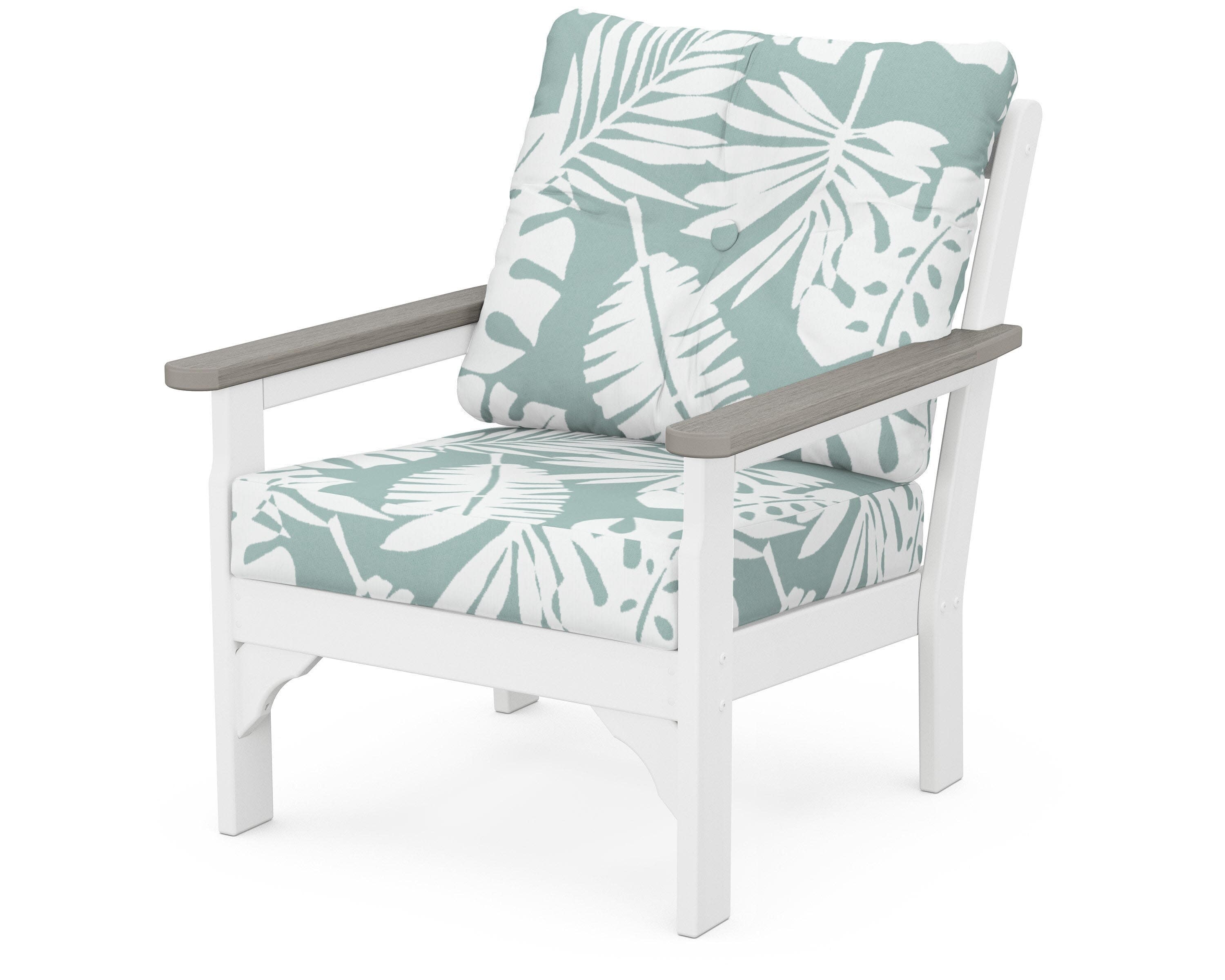 Vineyard Deep Seating Chair in White / Driftwood / Leaf Glacier Spa