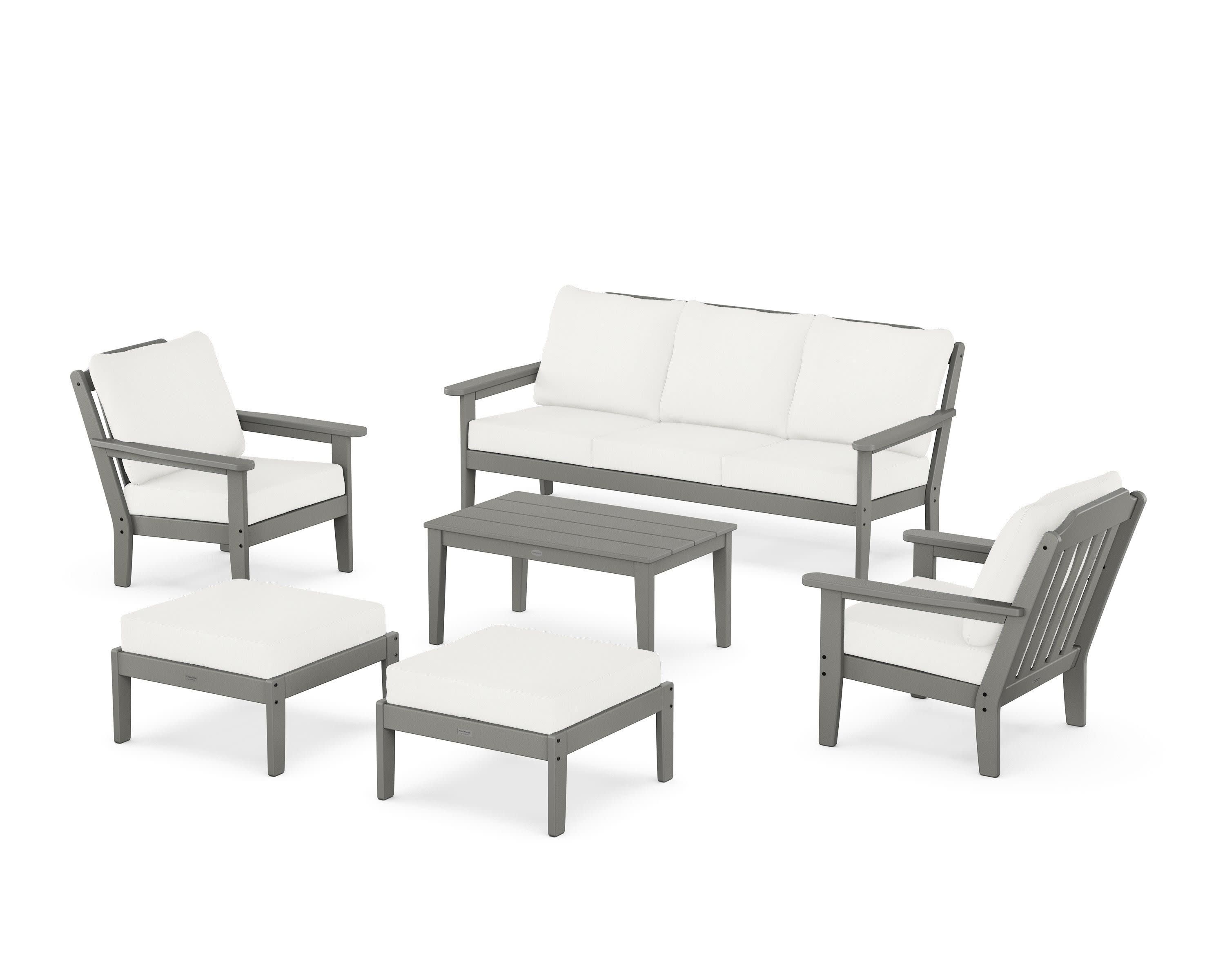 Cottage 6-Piece Lounge Sofa Set in Slate Grey / Natural Linen