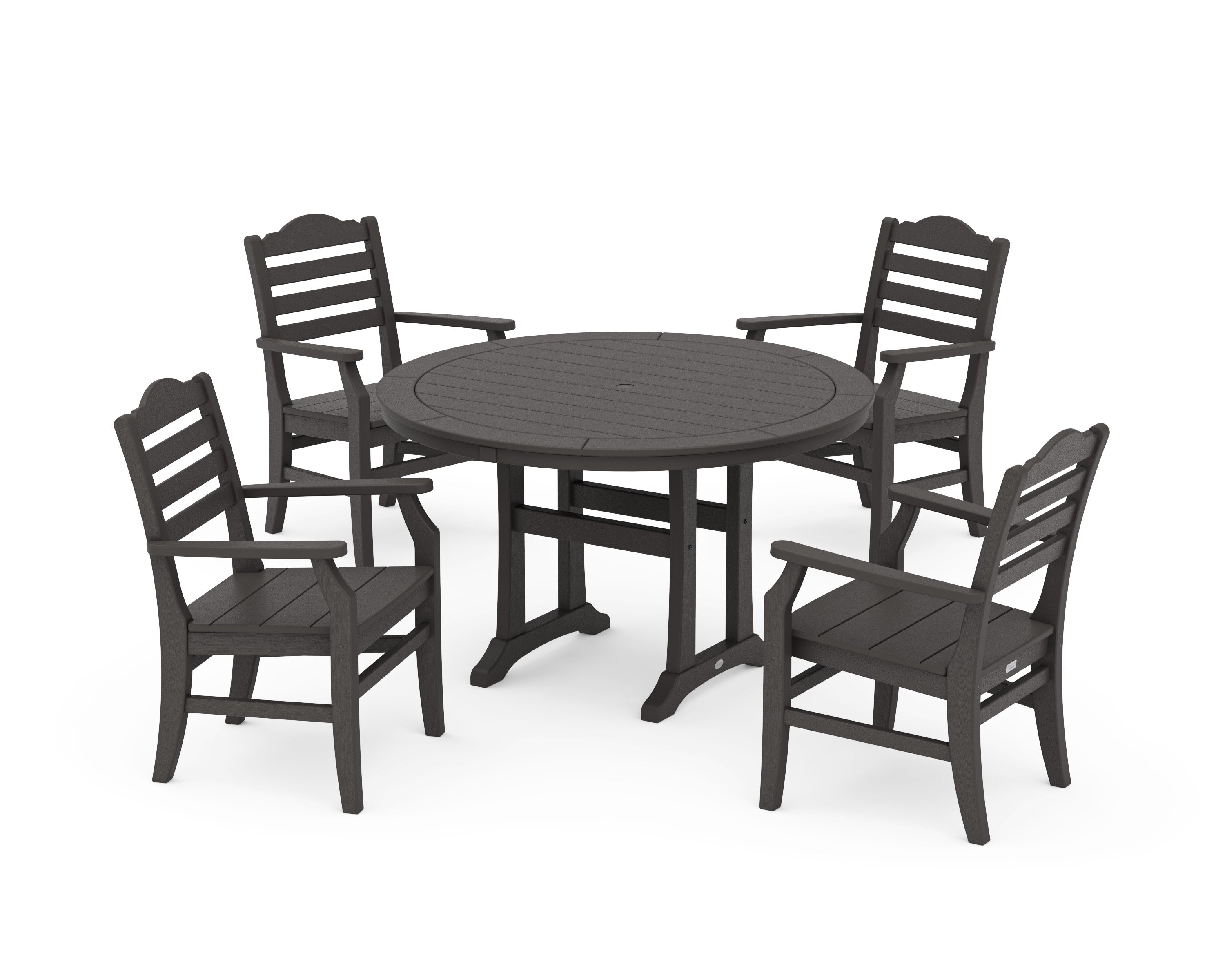 Savannah 5-Piece Round Dining Set with Trestle Legs in Vintage Coffee