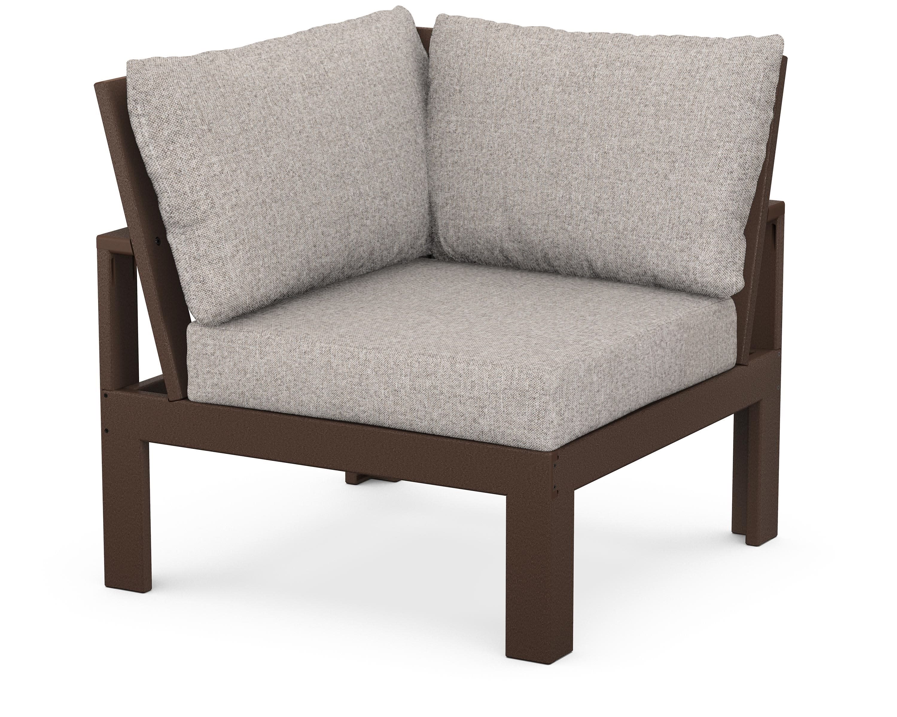 Modular Corner Chair in Mahogany / Weathered Tweed
