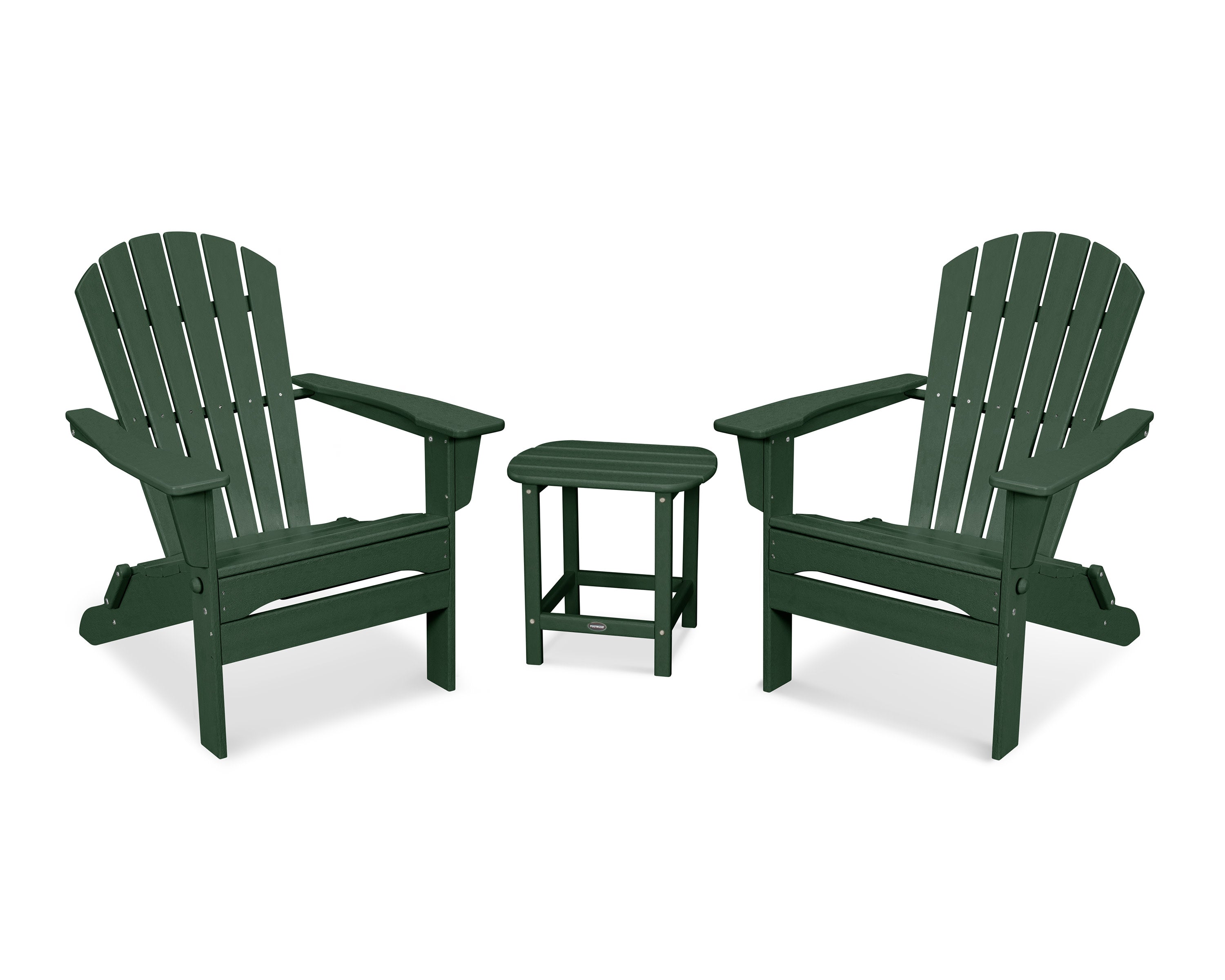 South Beach 3-Piece Folding Adirondack Set in Green
