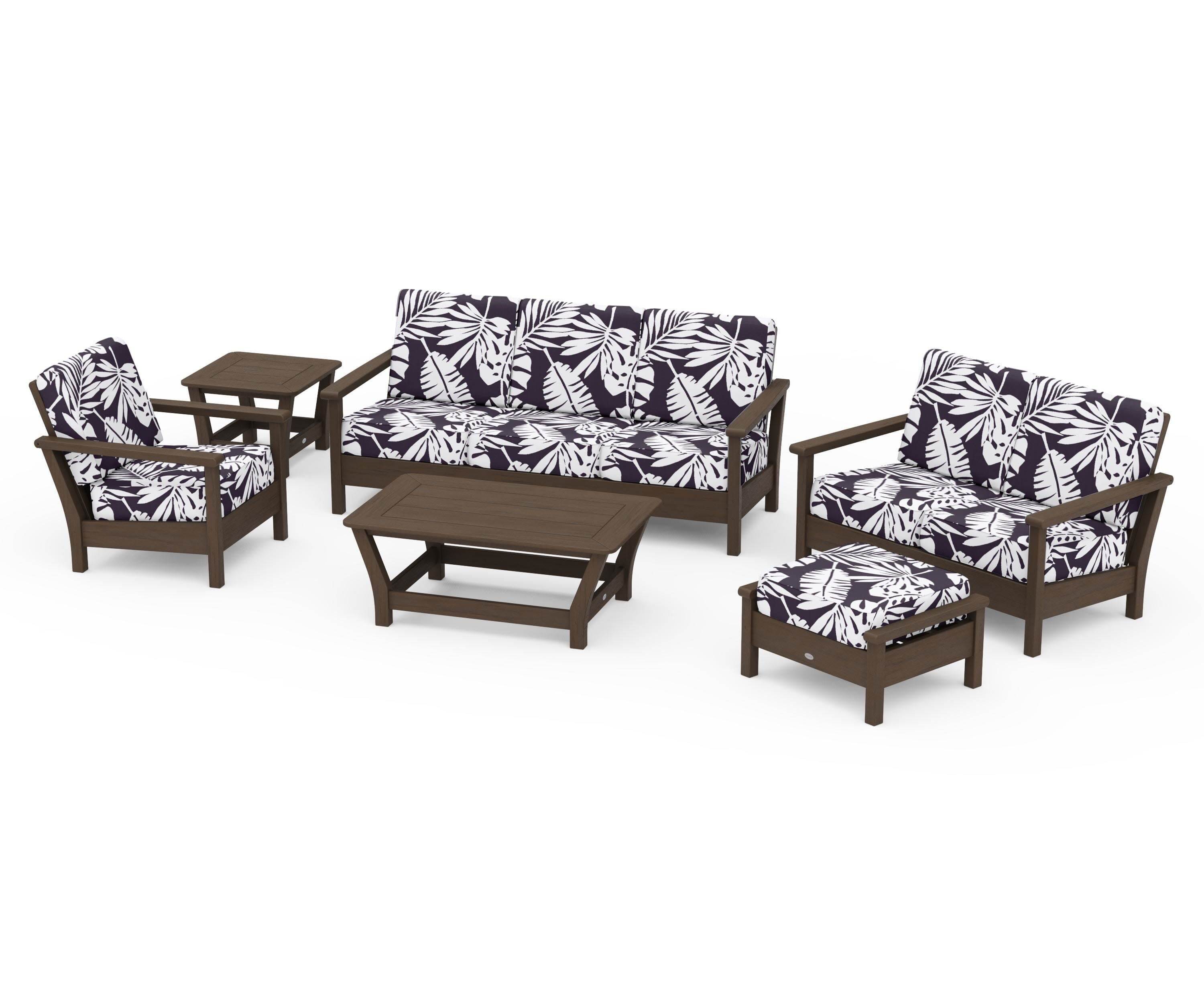 Harbour 6-Piece Outdoor Living Set in Kona / Leaf Navy