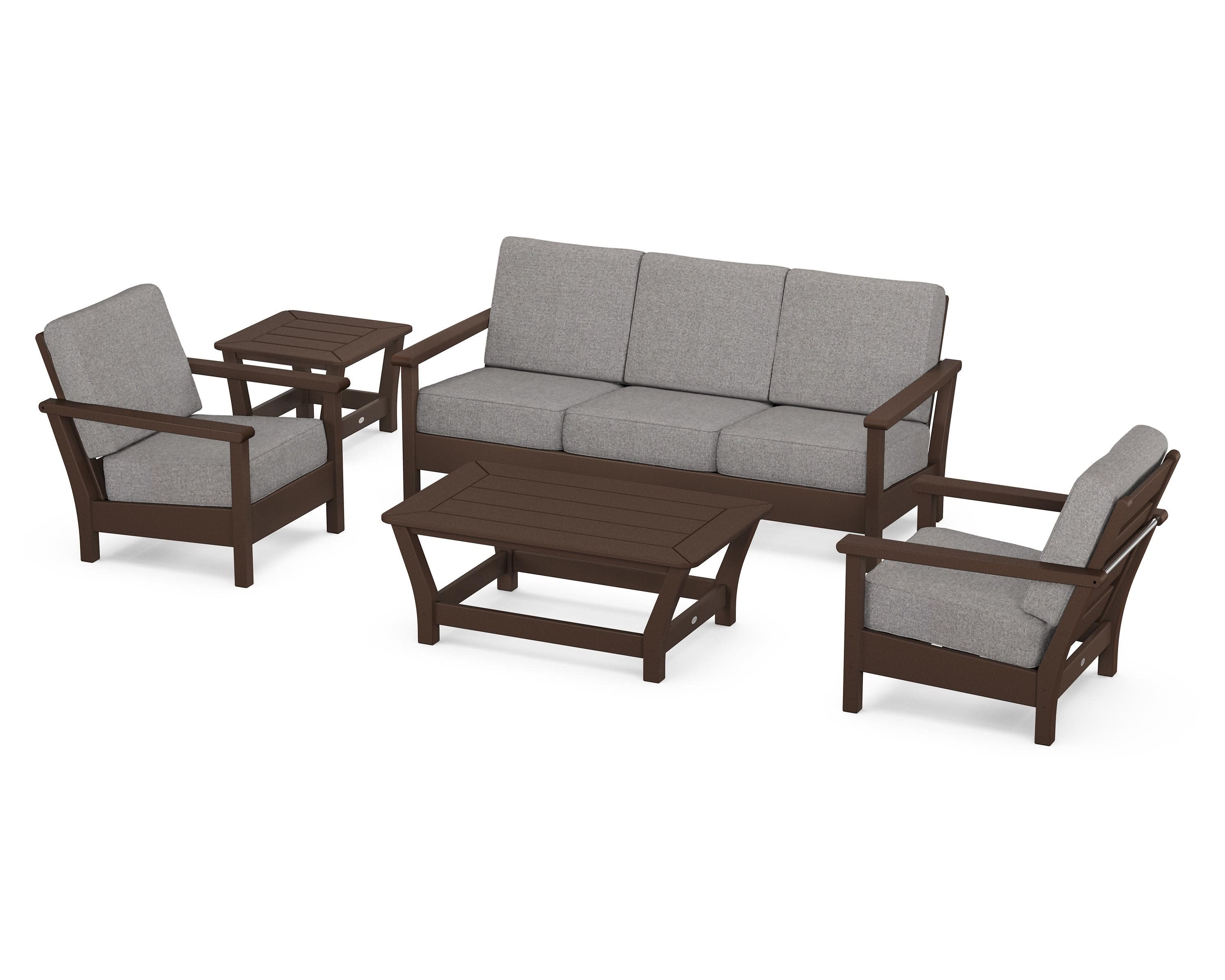 Harbour 5-Piece Deep Seating Set in Mahogany / Grey Mist