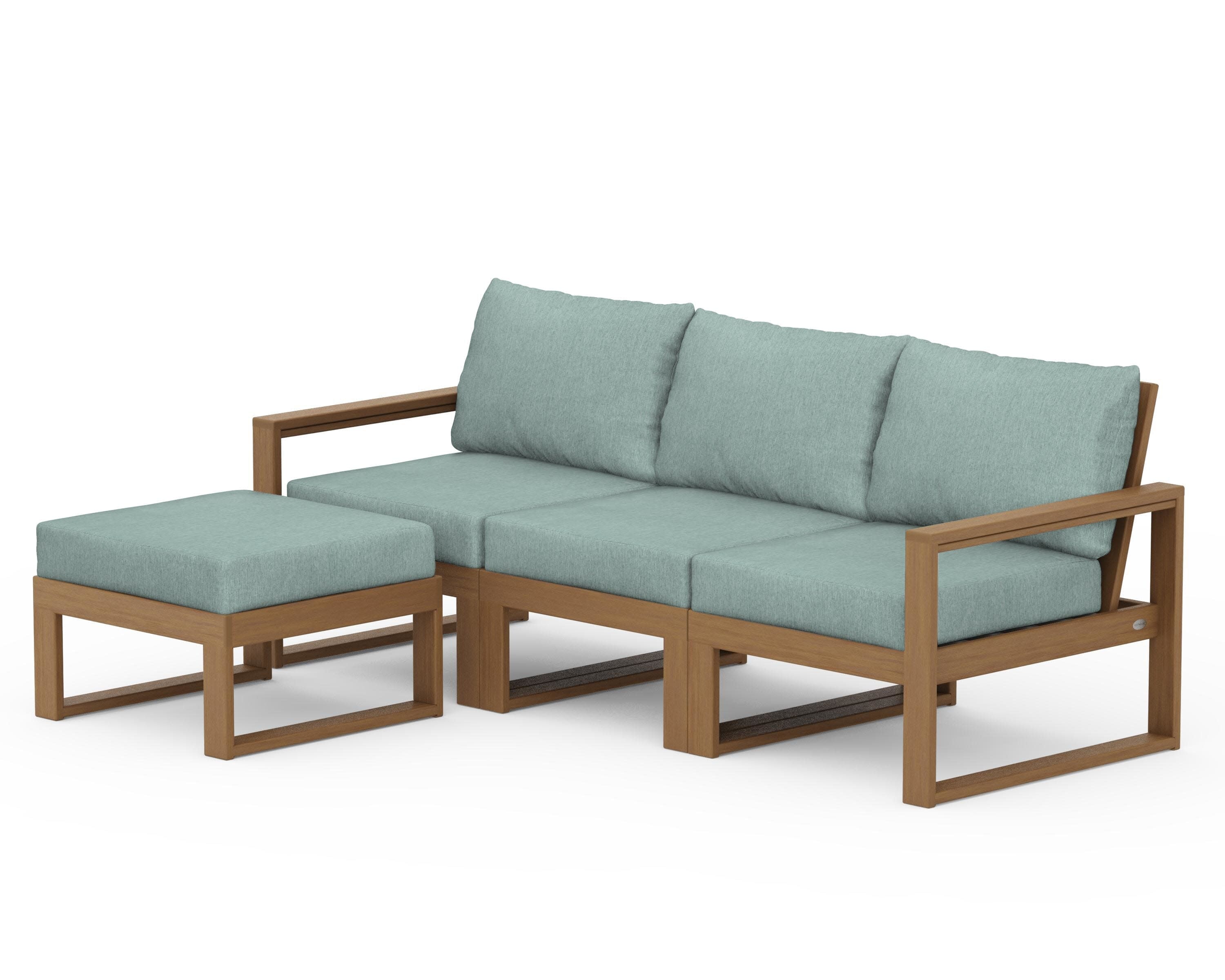 EDGE 4-Piece Modular Deep Seating Set with Ottoman in Natural / Glacier Spa