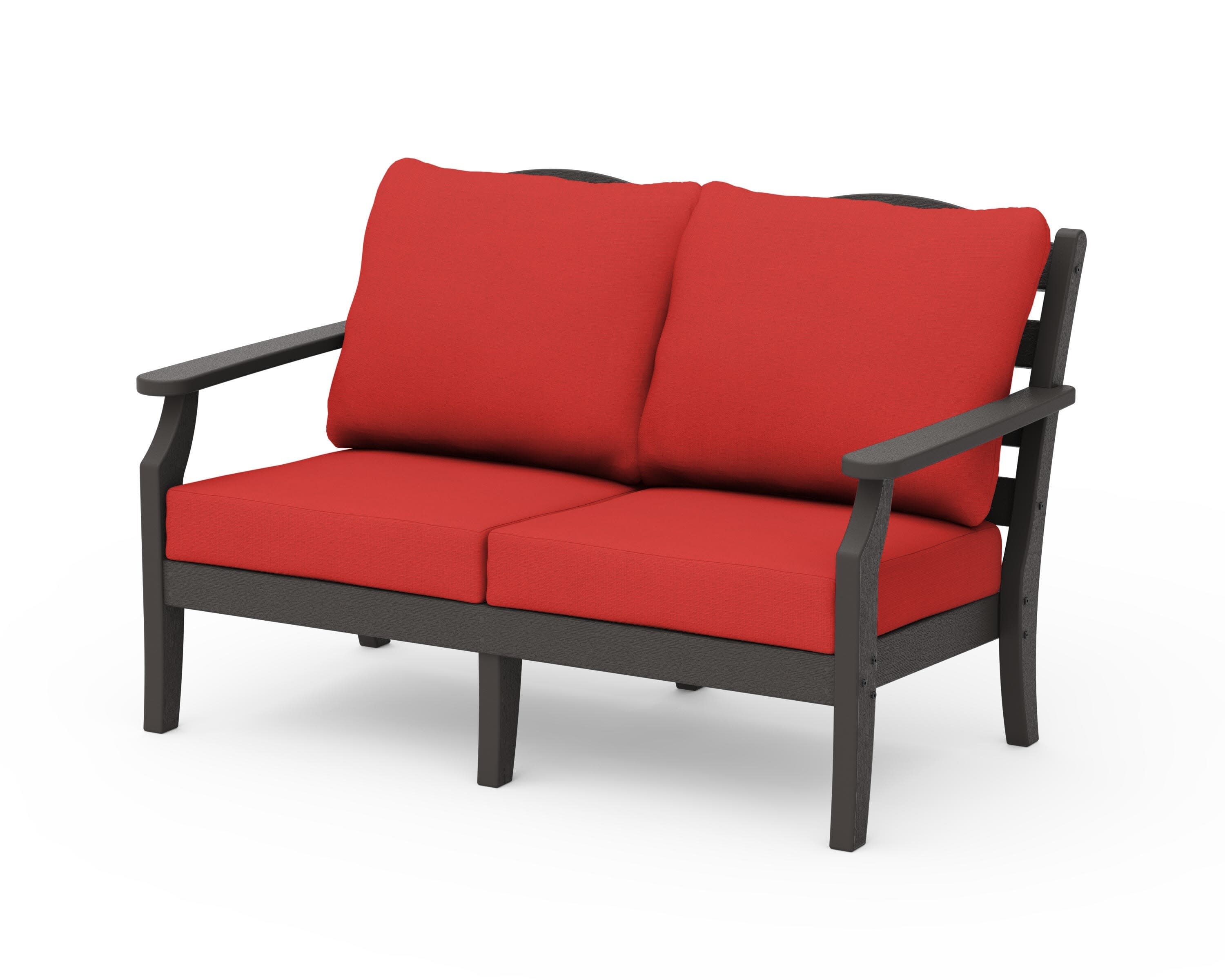 Savannah Deep Seating Loveseat in Vintage Coffee / Crimson Linen