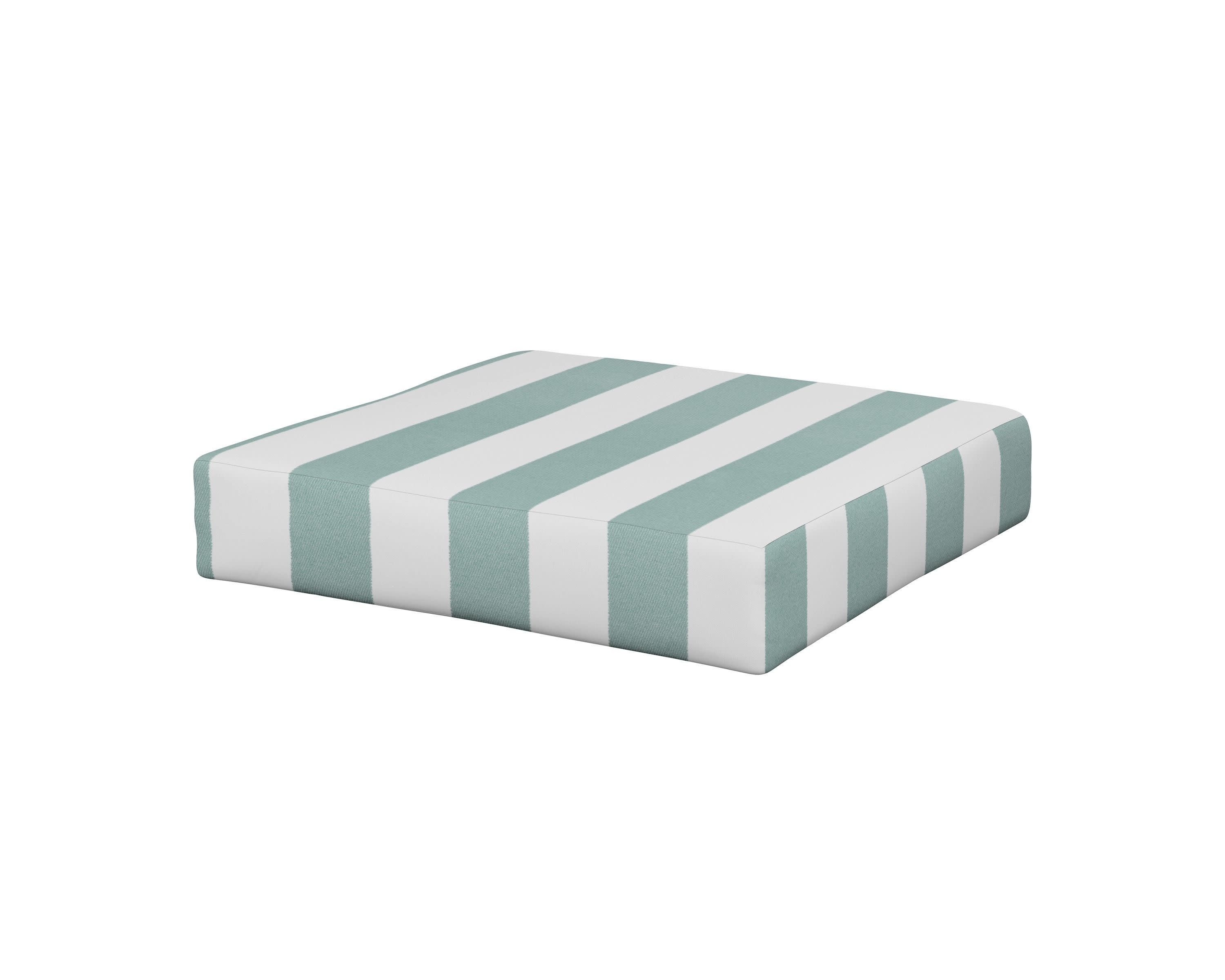Vineyard Ottoman Cushion in Cabana Stripe Glacier Spa