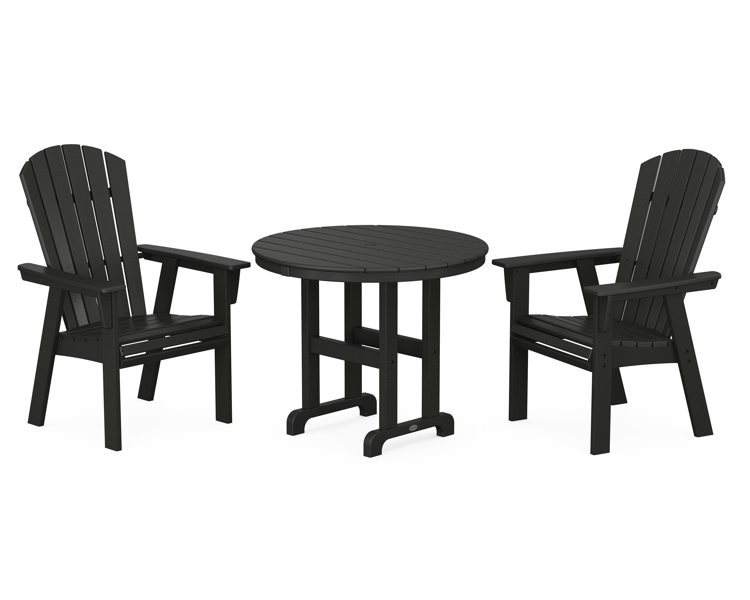 Nautical Adirondack 3-Piece Round Dining Set in Black