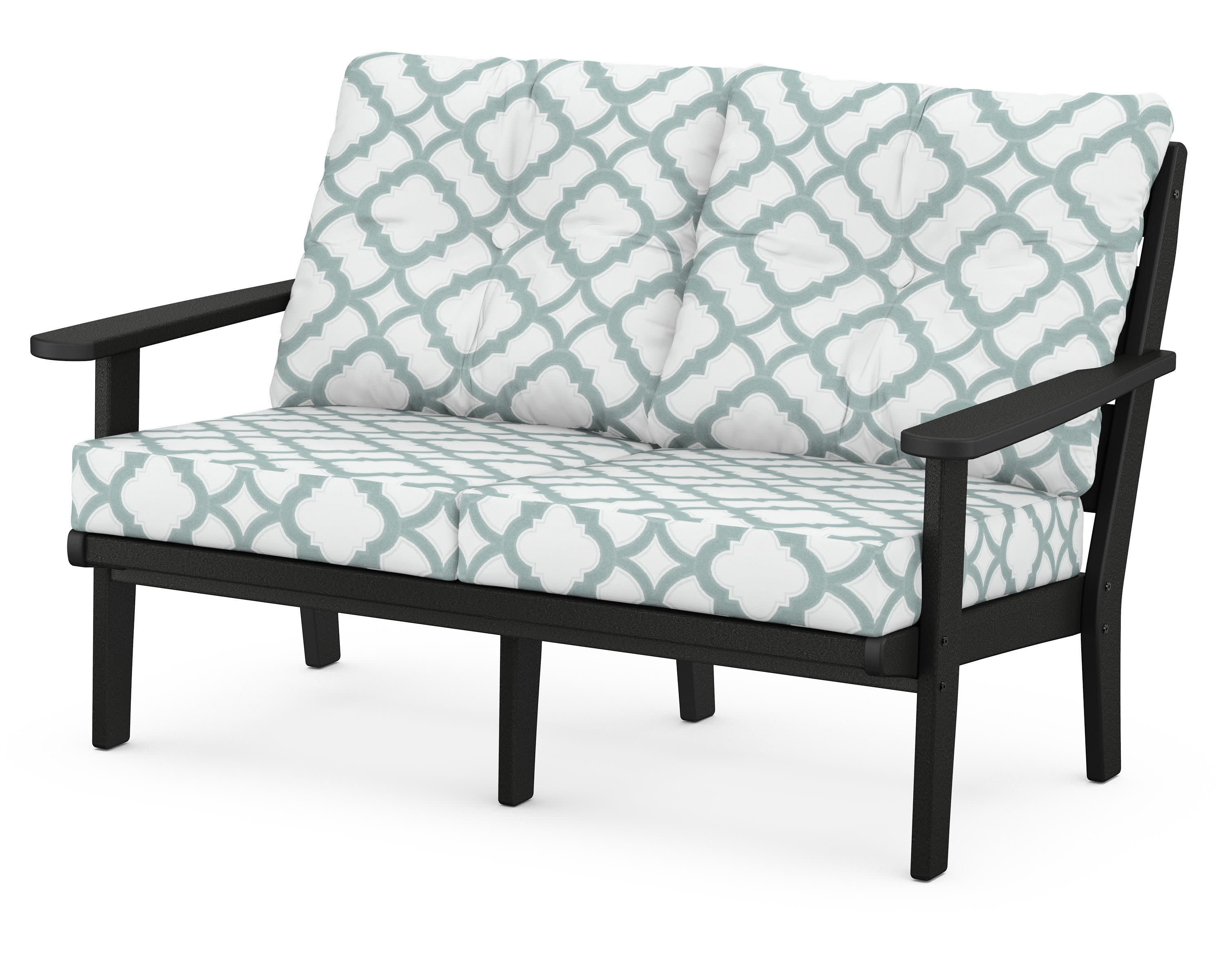 Lakeside Deep Seating Loveseat in Black / Trellis Glacier Spa