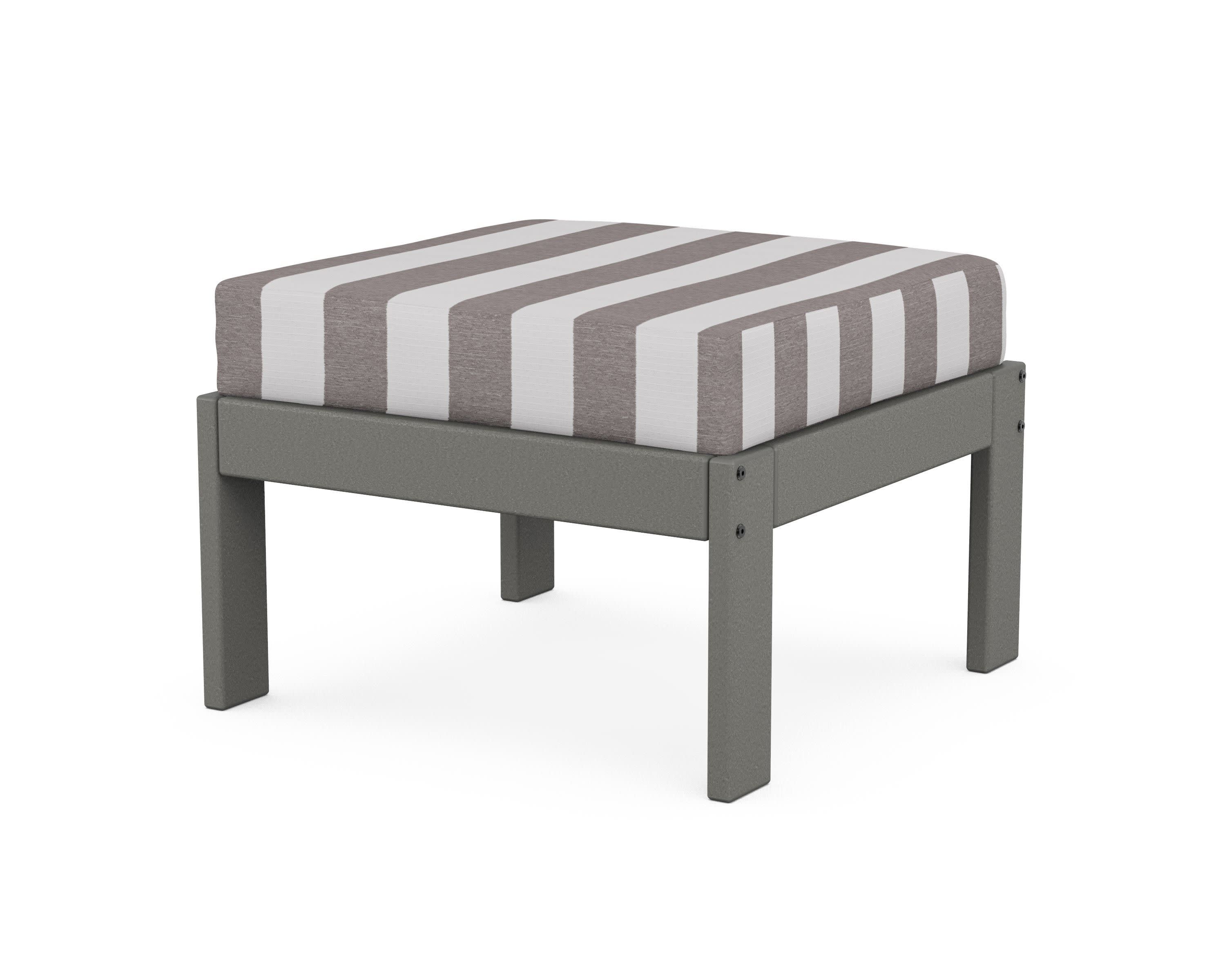 Vineyard Modular Ottoman in Slate Grey / Cabana Stripe Grey Mist