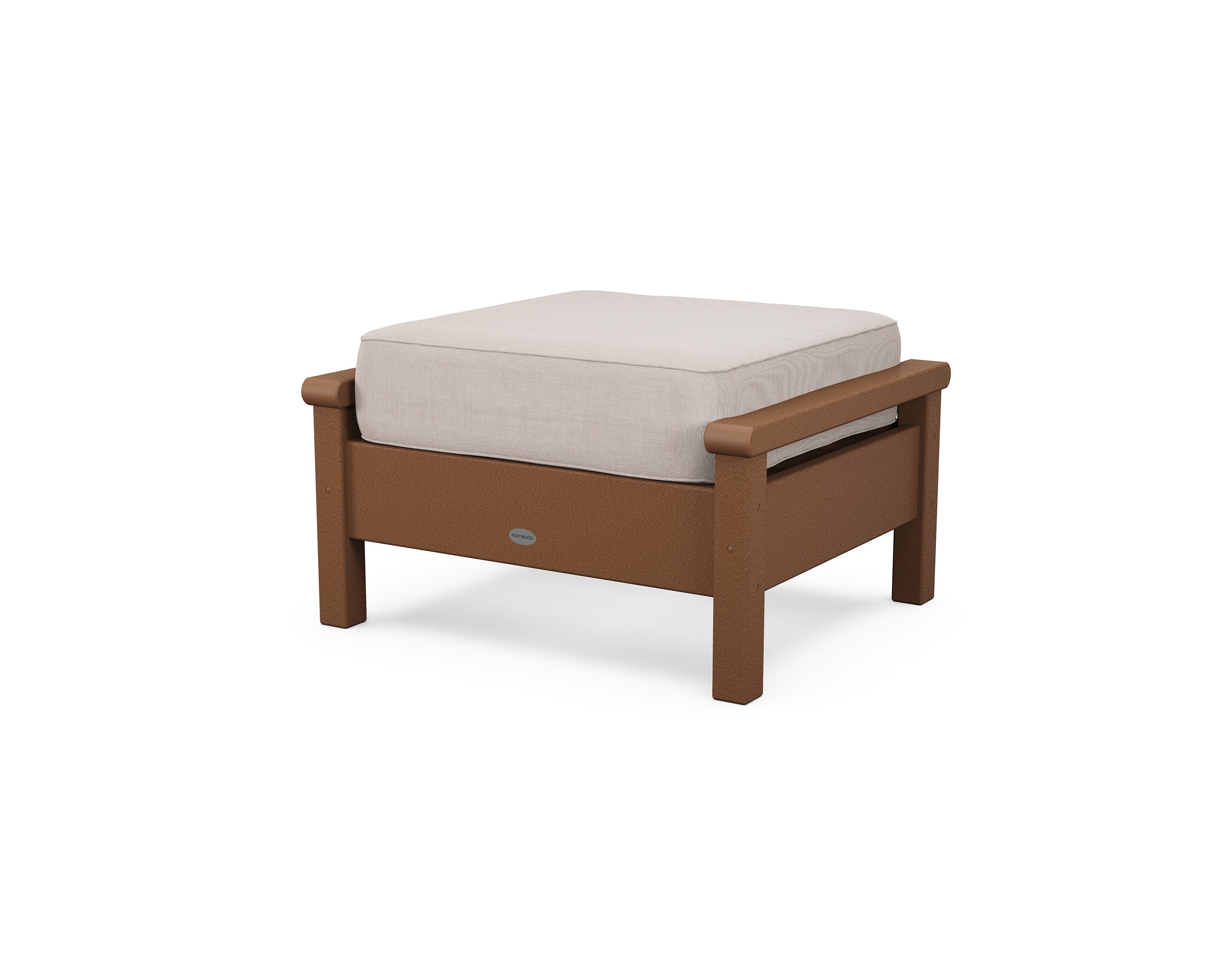 Harbour Deep Seating Ottoman in Teak / Dune Burlap