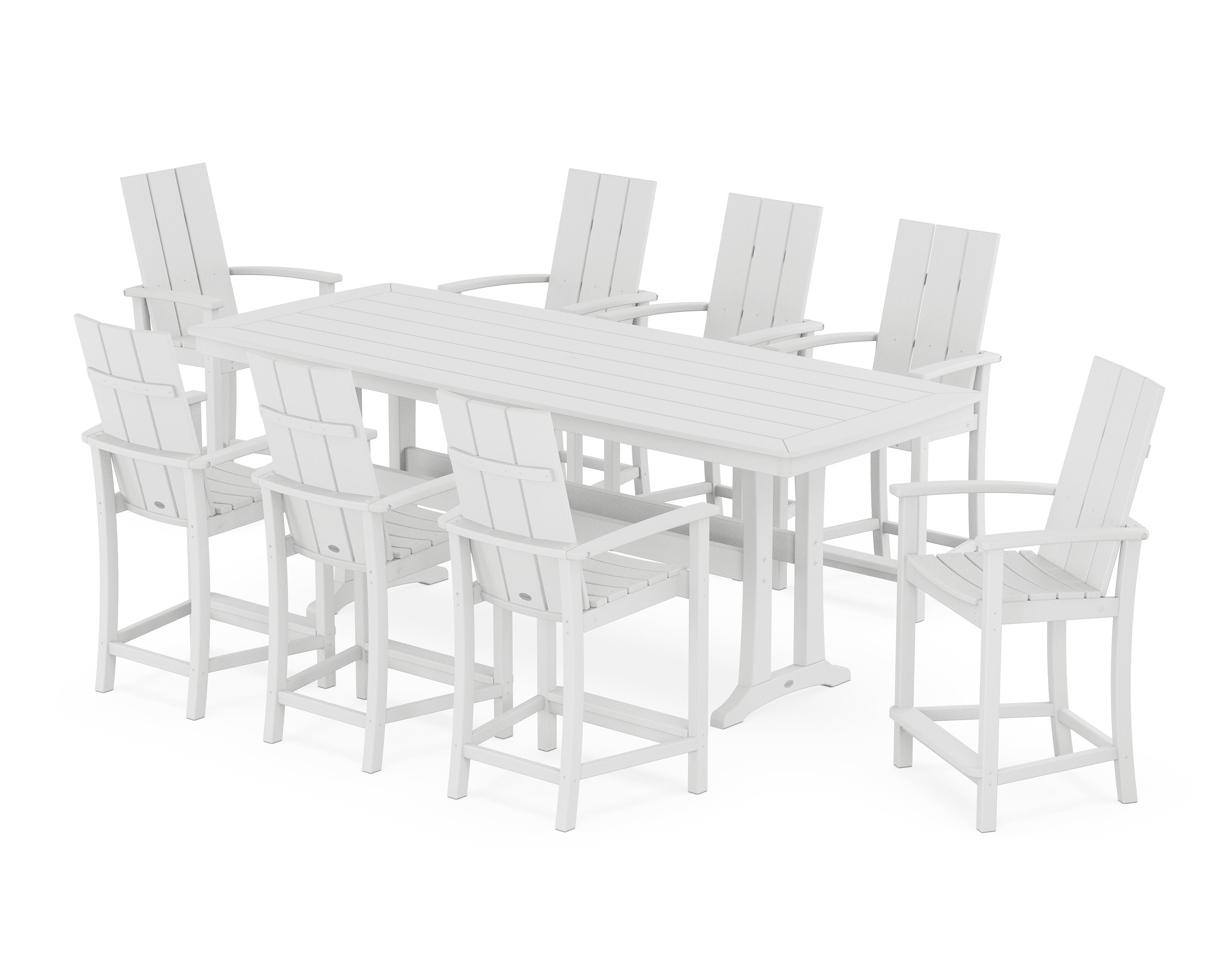 Modern Adirondack 9-Piece Counter Set with Trestle Legs in White