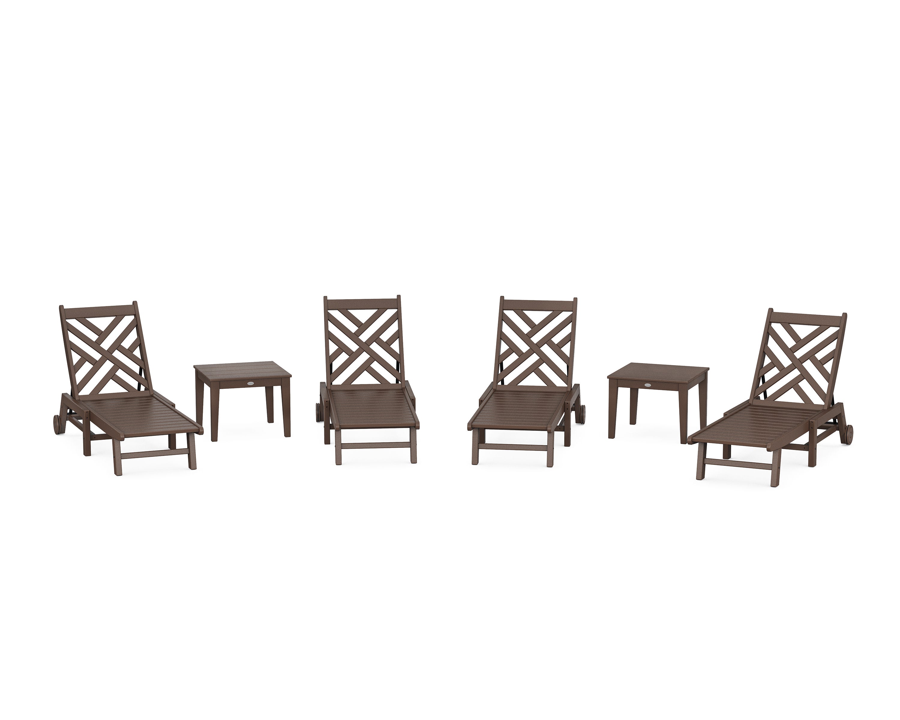 Chippendale 6-Piece Chaise Set with Wheels in Mahogany