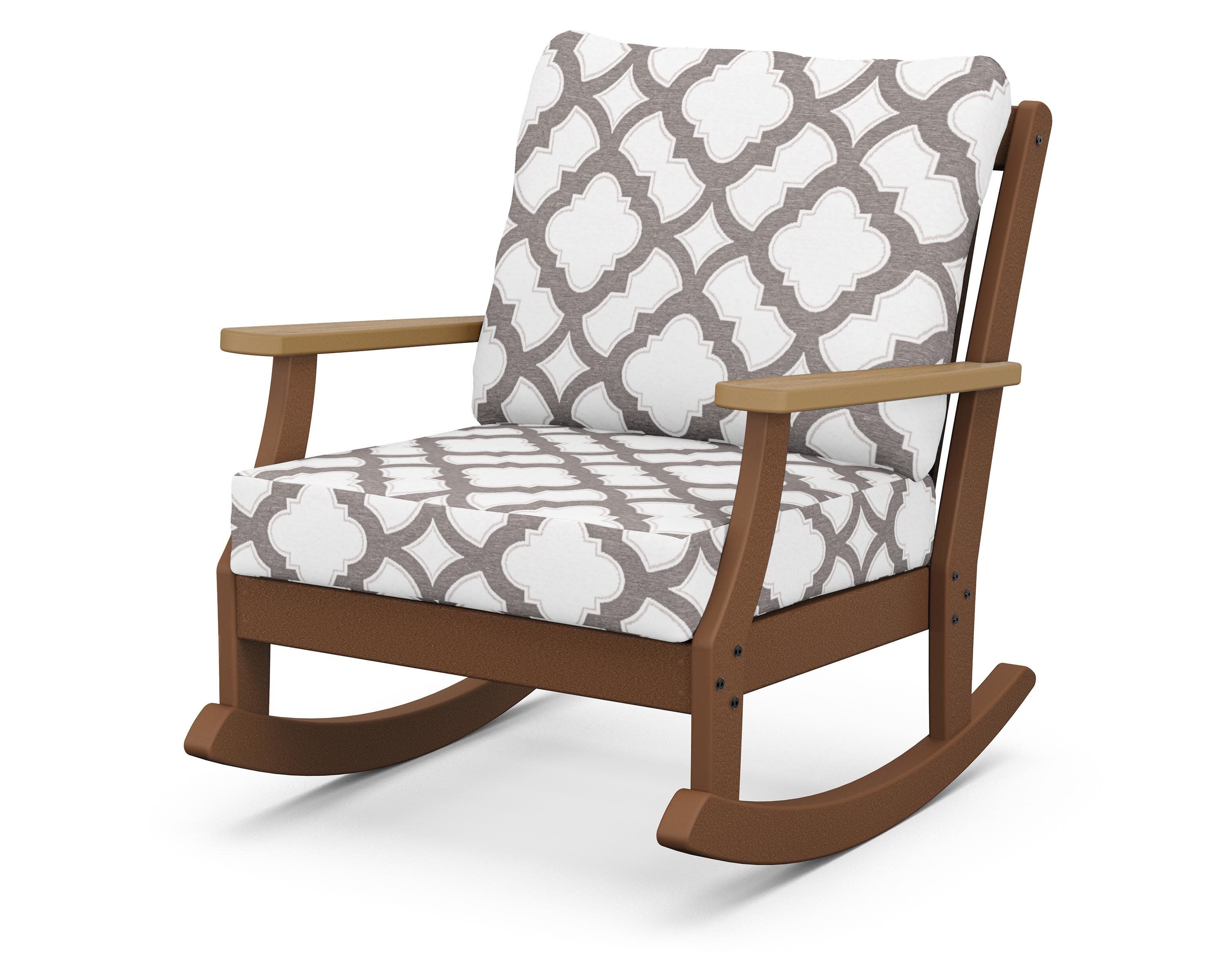 Braxton Deep Seating Rocking Chair in Teak / Natural / Trellis Grey Mist