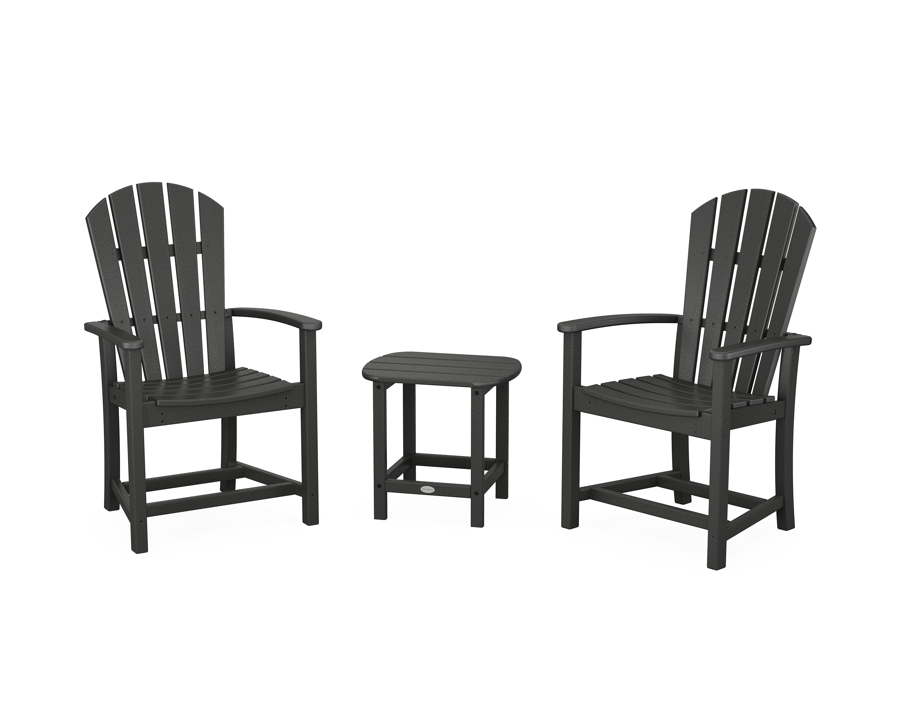 Palm Coast 3-Piece Upright Adirondack Chair Set in Black