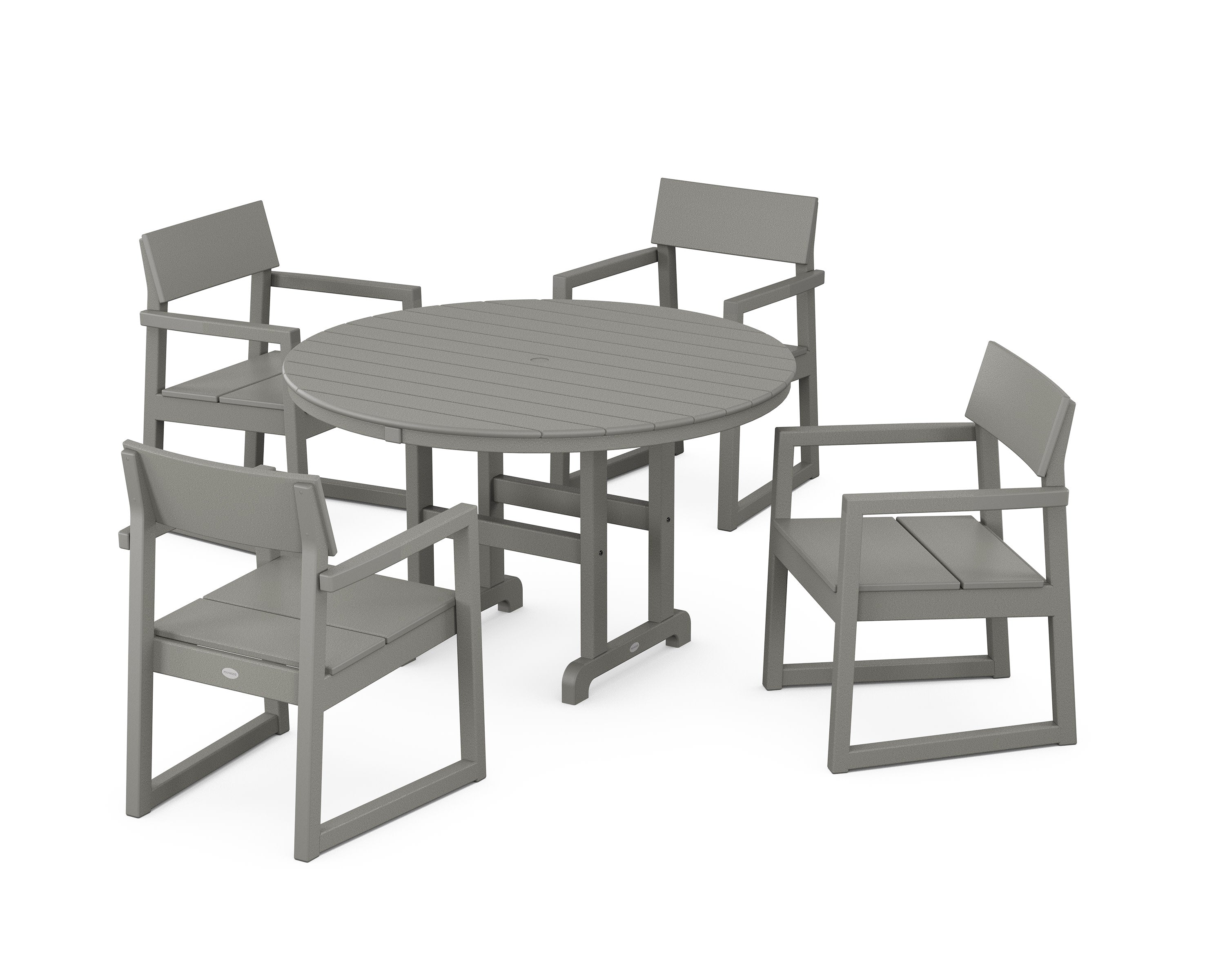 EDGE 5-Piece Round Farmhouse Dining Set in Slate Grey