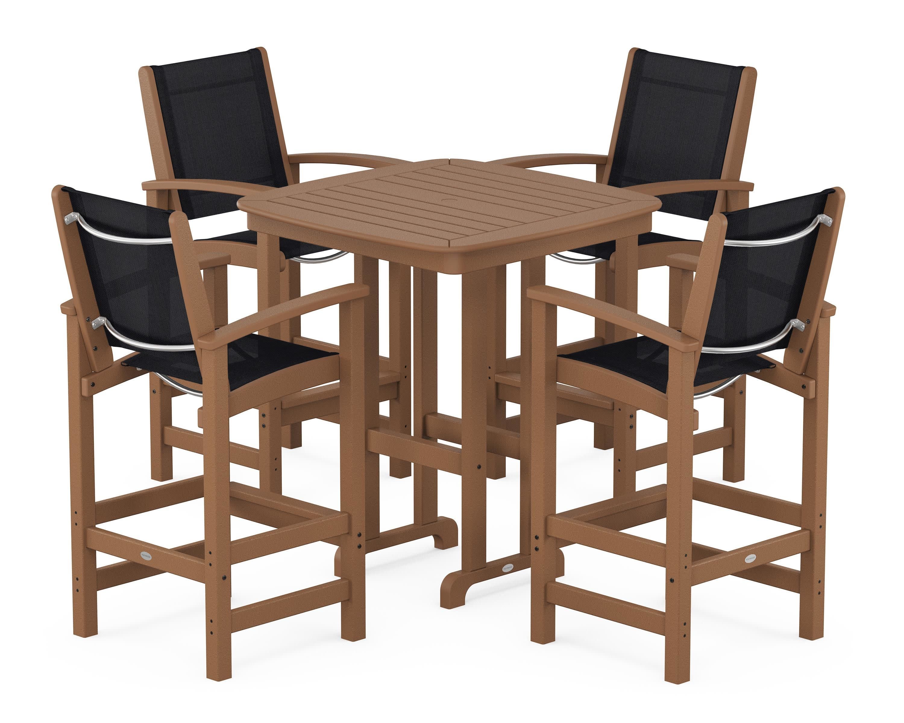 Coastal 5-Piece Bar Set in Teak / Black Sling