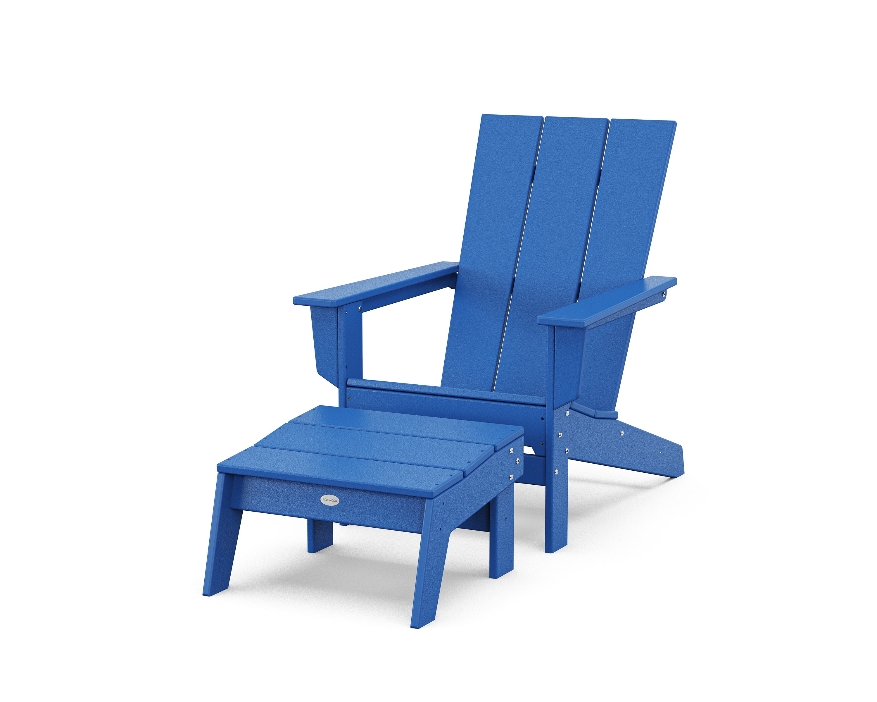 Modern Studio Adirondack Chair with Ottoman in Pacific Blue