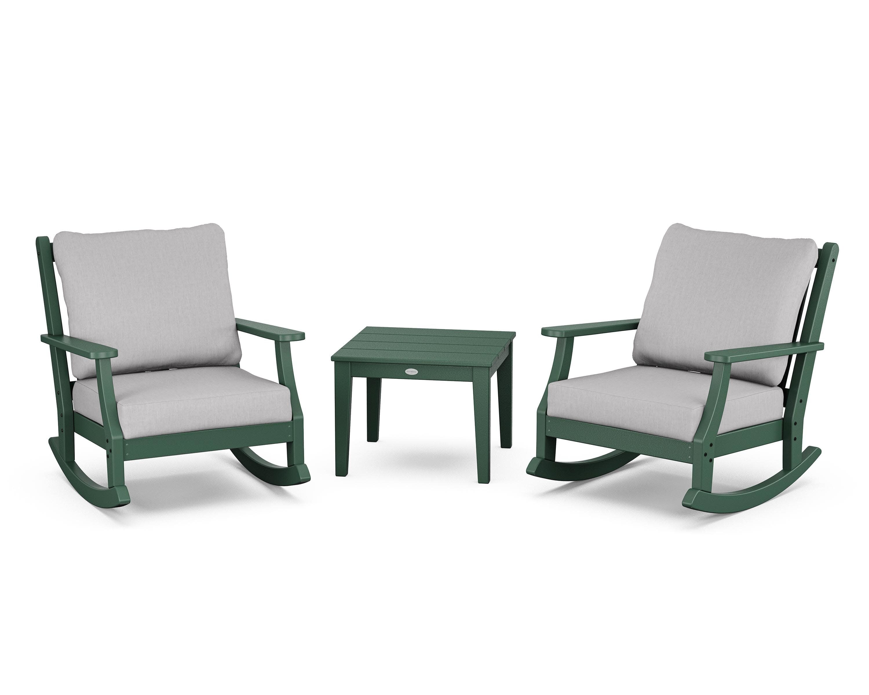 Wovendale 3-Piece Deep Seating Rocker Set in Green / Granite