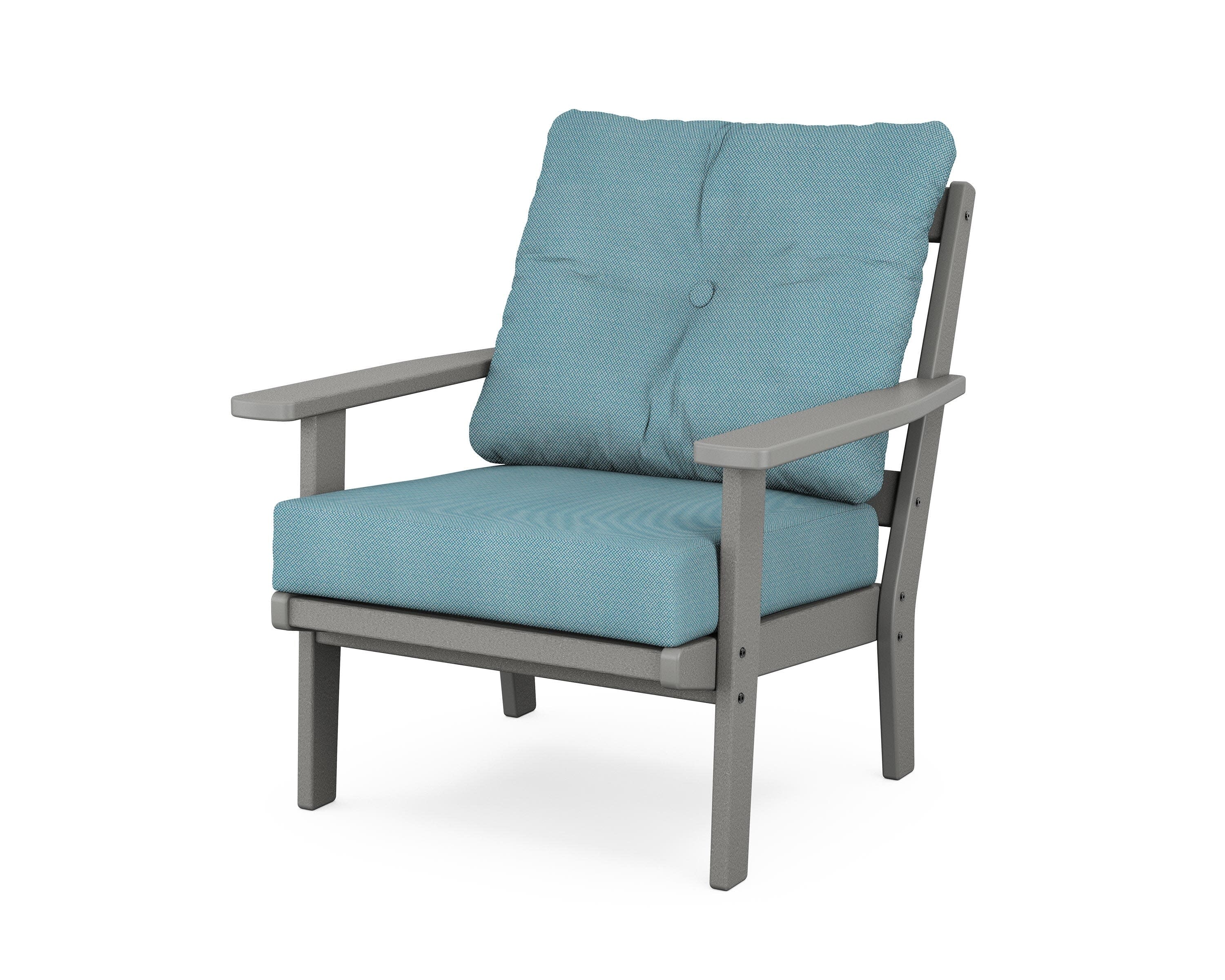 Prairie Deep Seating Chair in Slate Grey / Lattice Sky Blue