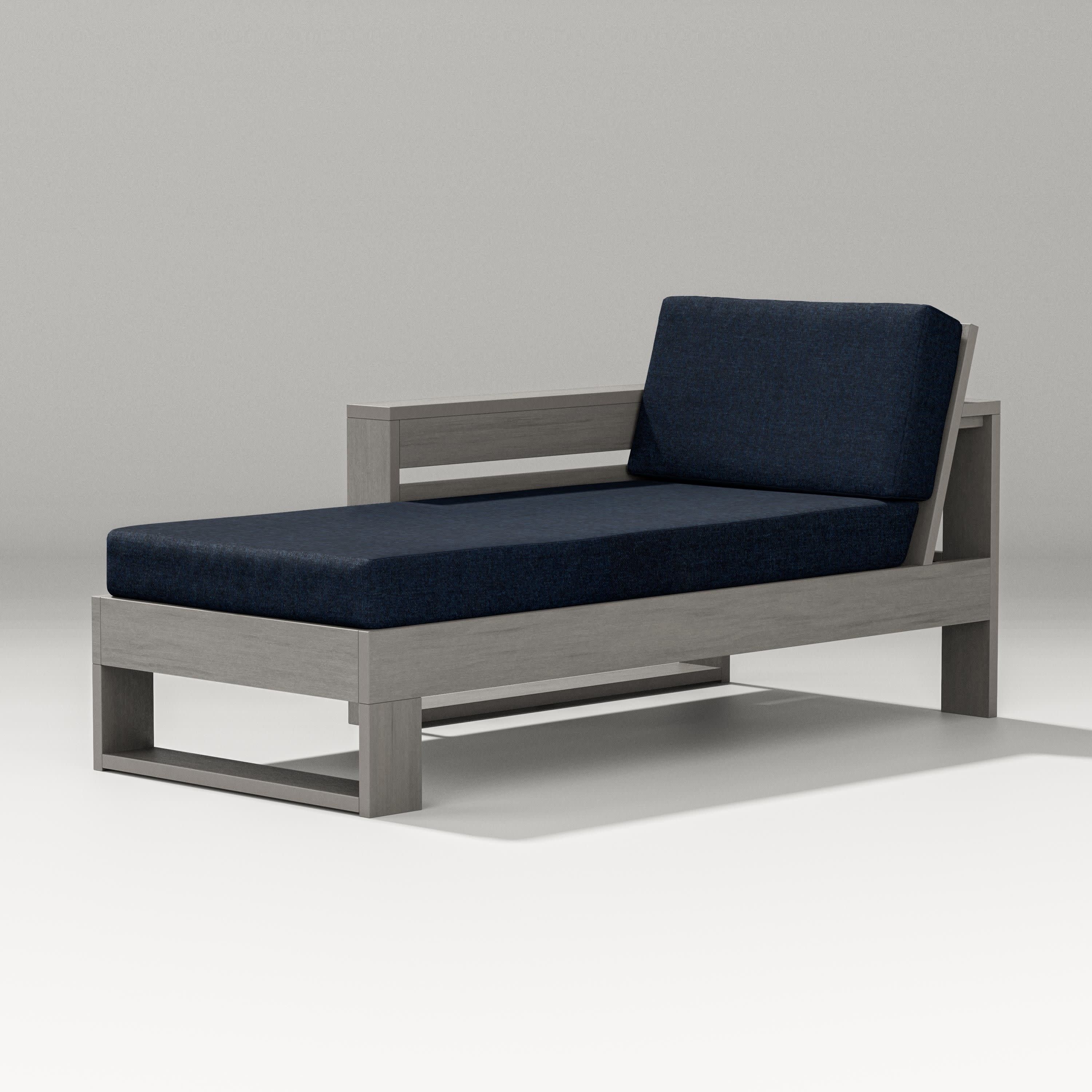 Latitude Modular Left Arm Chaise in Driftwood / Marine Indigo