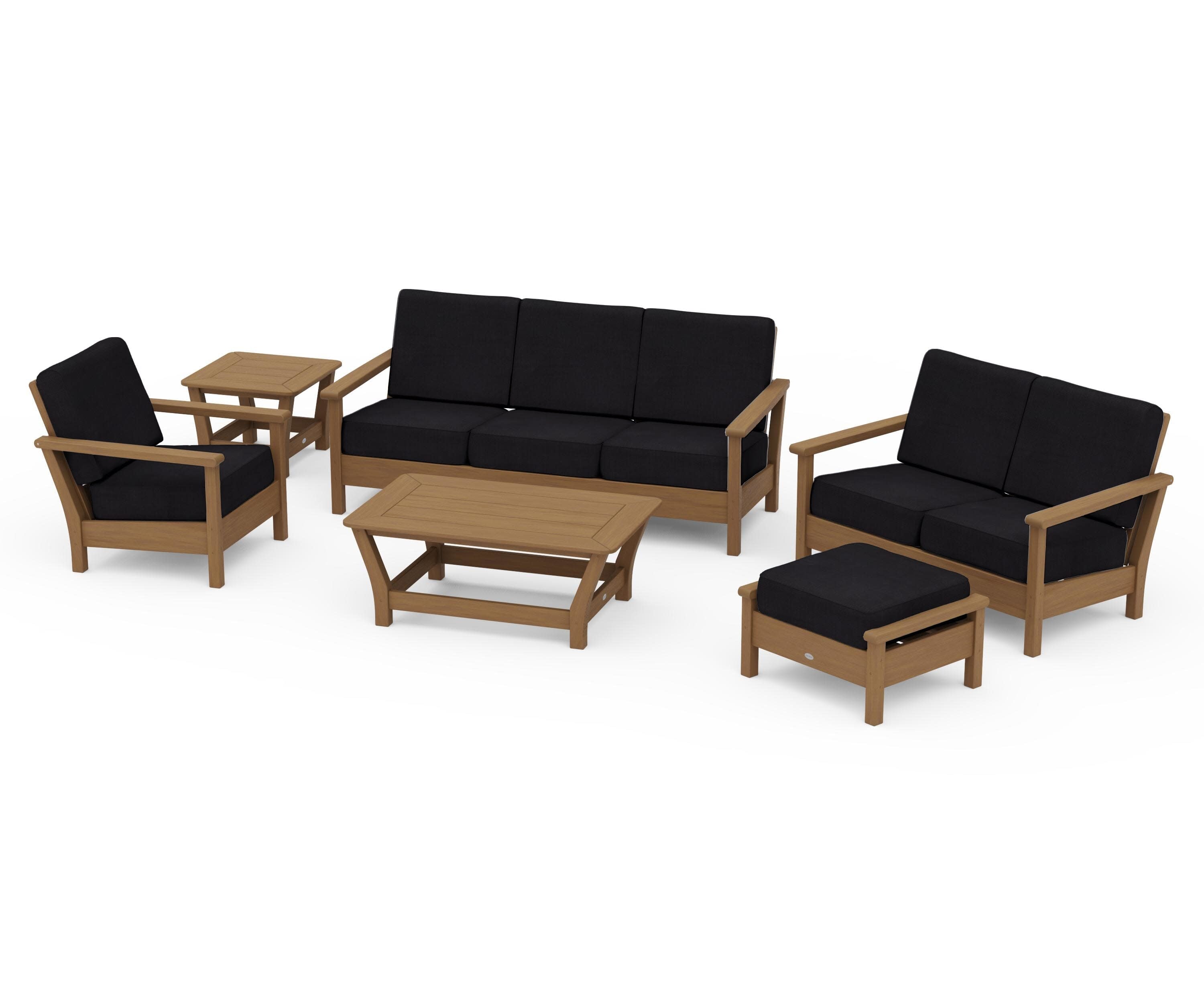 Harbour 6-Piece Outdoor Living Set in Natural / Midnight Linen