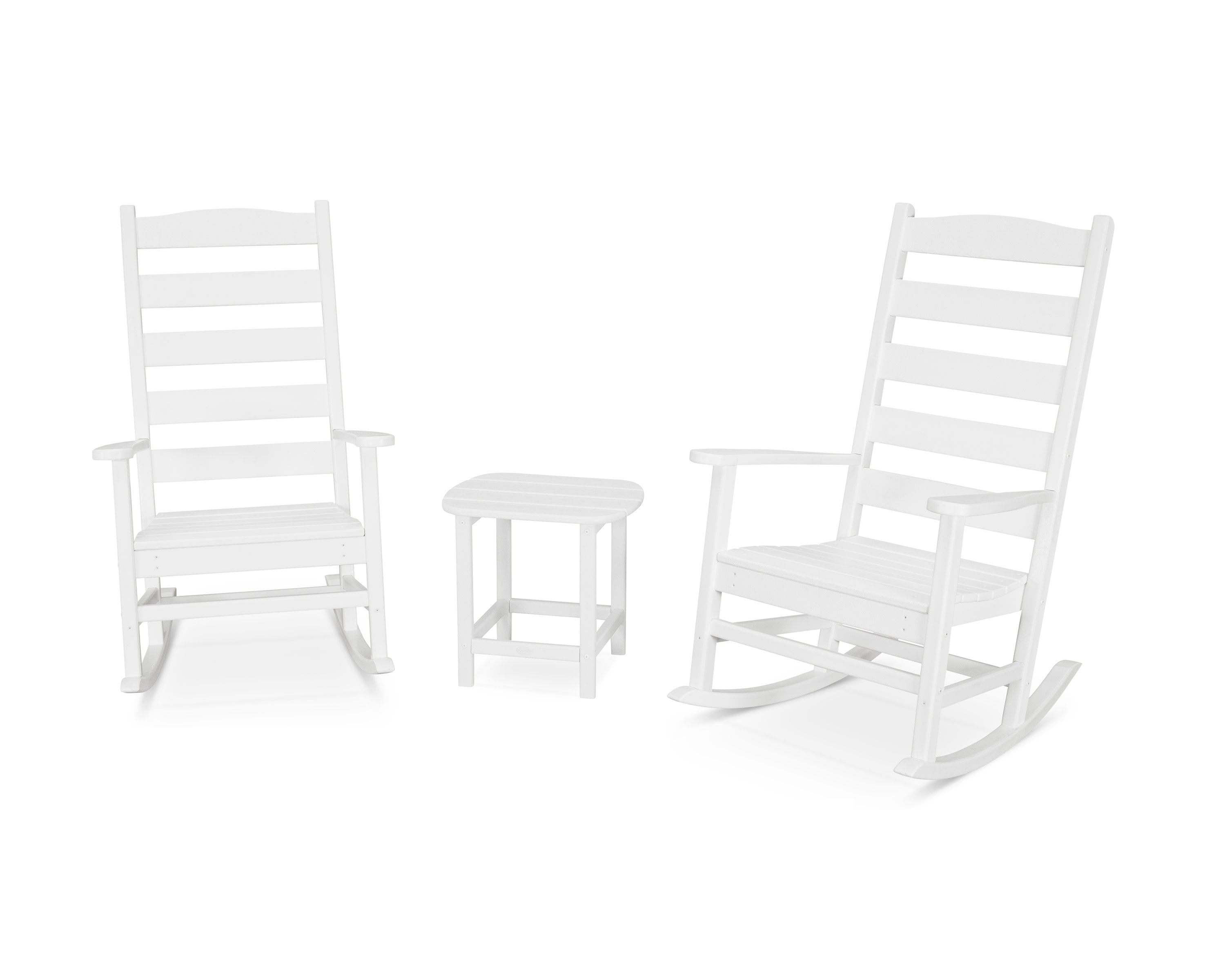 Shaker 3-Piece Porch Rocking Chair Set in White