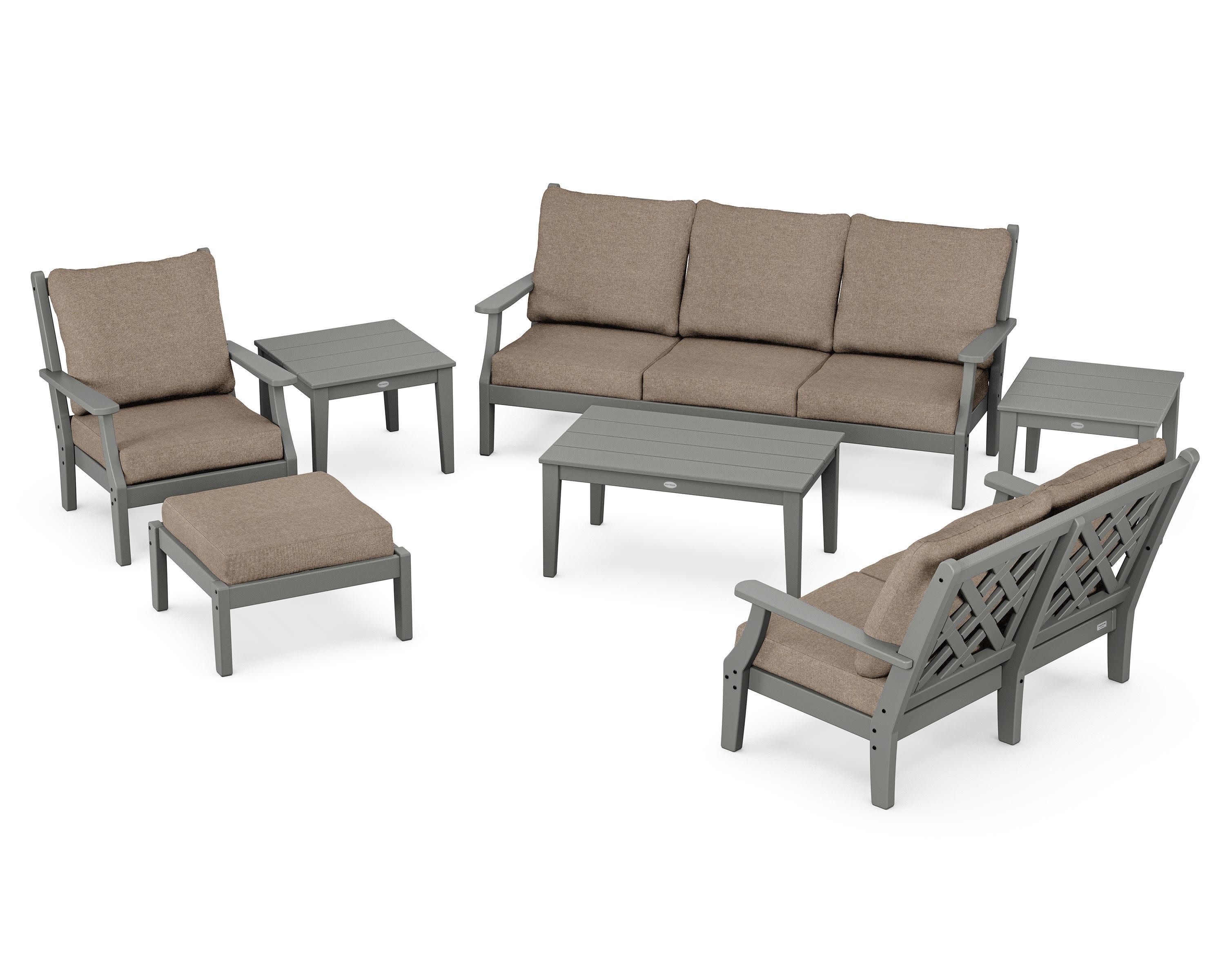 Wovendale 7-Piece Deep Seating Set in Slate Grey / Spiced Burlap
