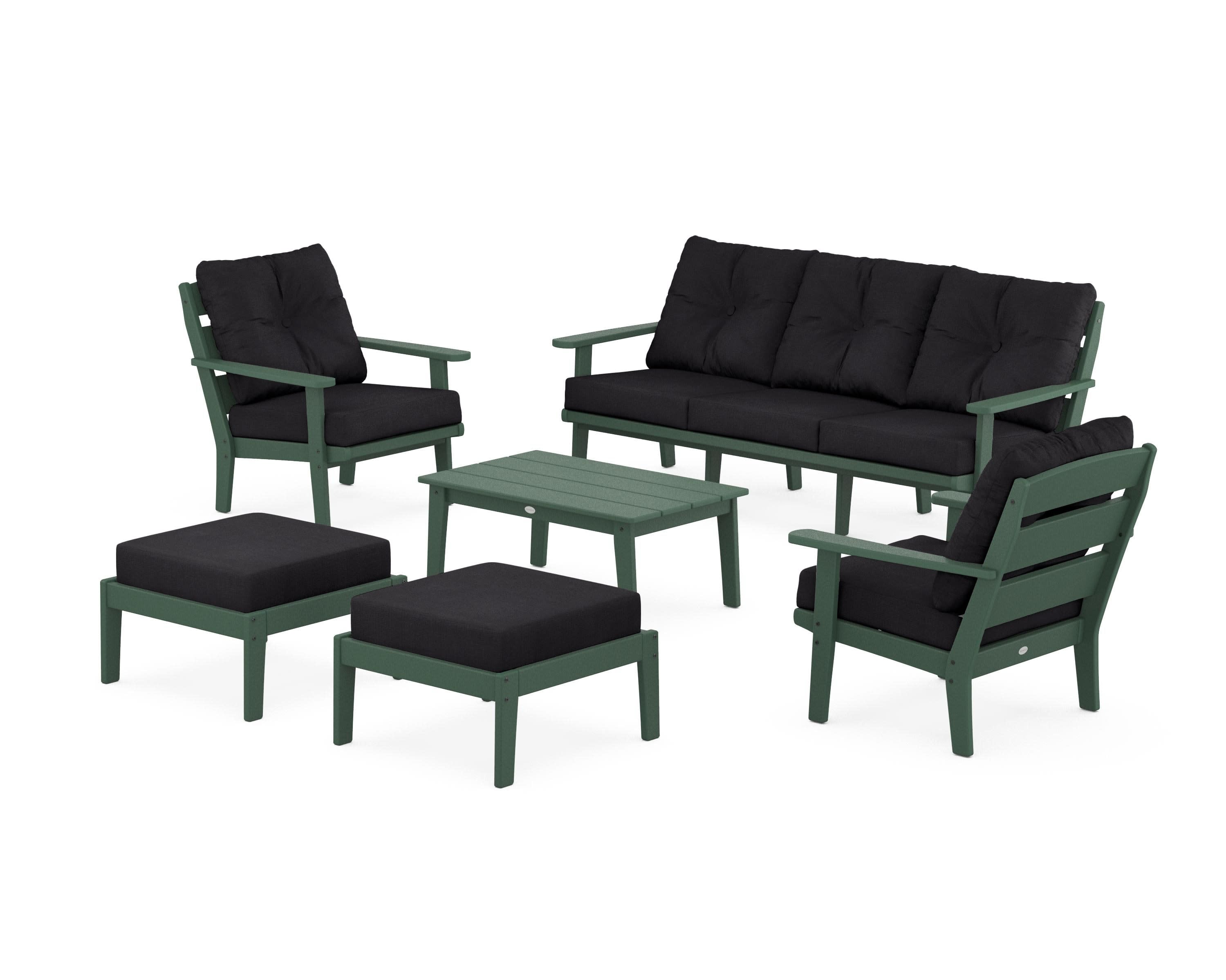 Lakeside 6-Piece Lounge Sofa Set in Green / Midnight Linen