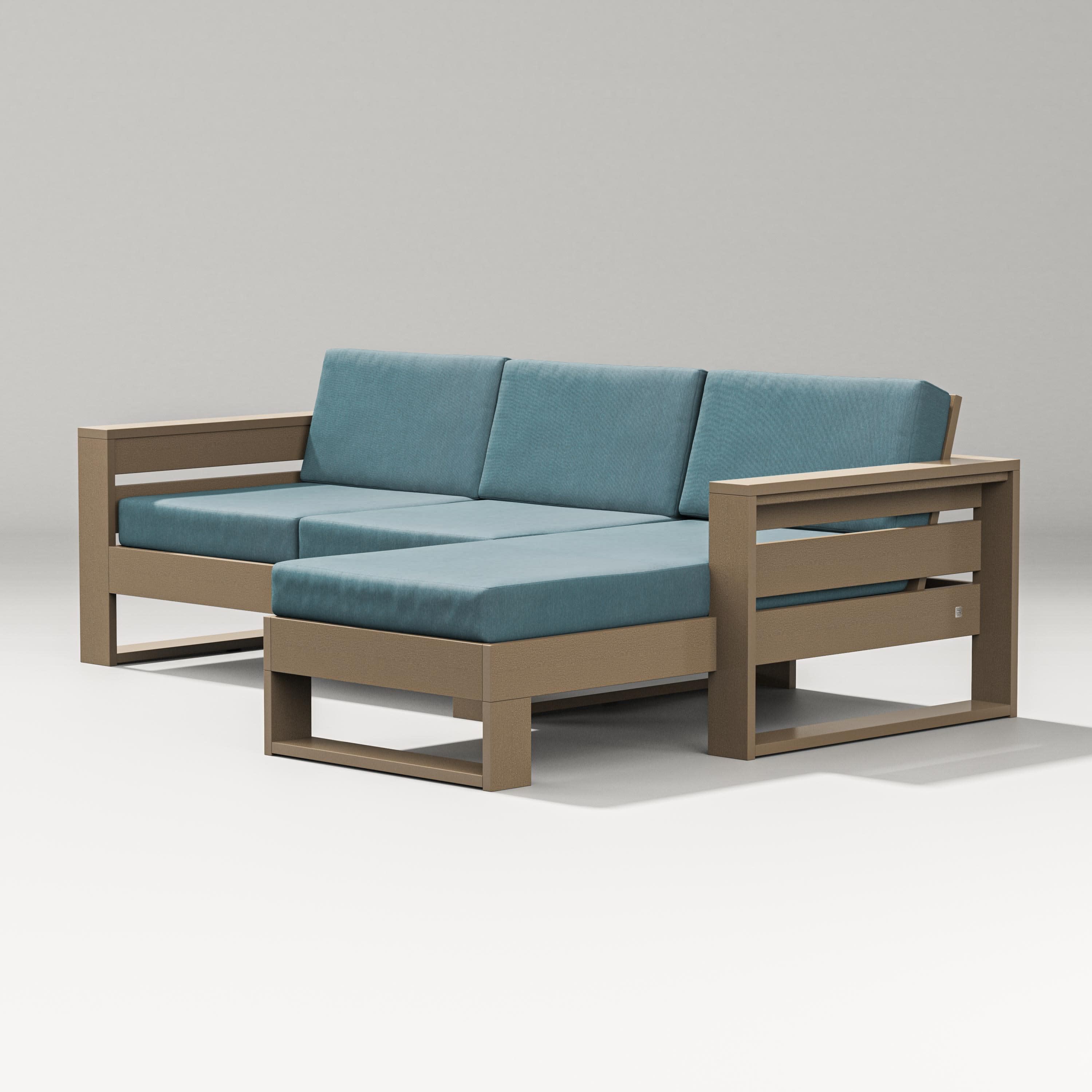 Latitude Right Chaise Sectional in Vintage Sahara / Ocean Teal