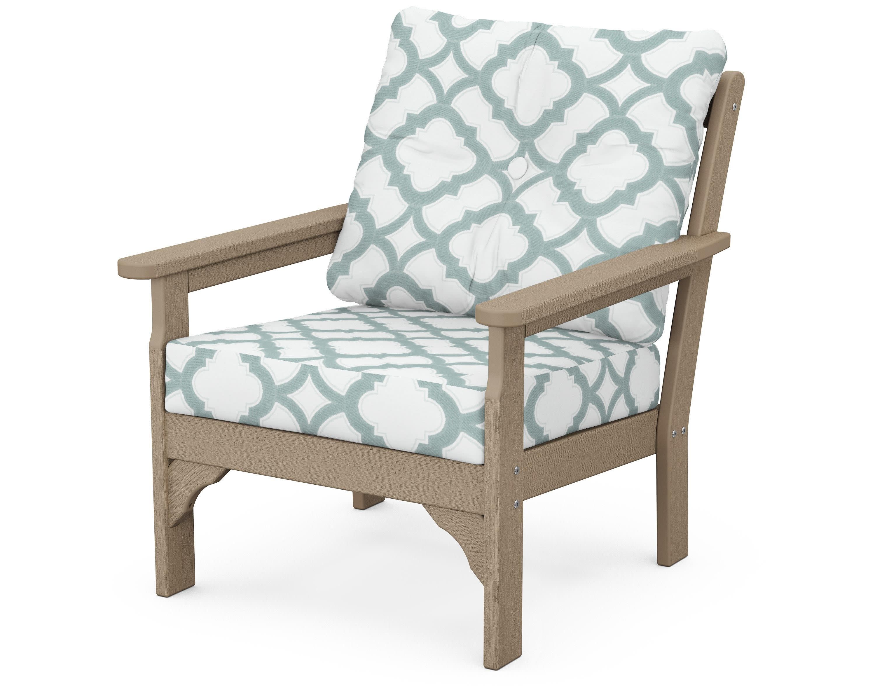 Vineyard Deep Seating Chair in Vintage Sahara / Trellis Glacier Spa
