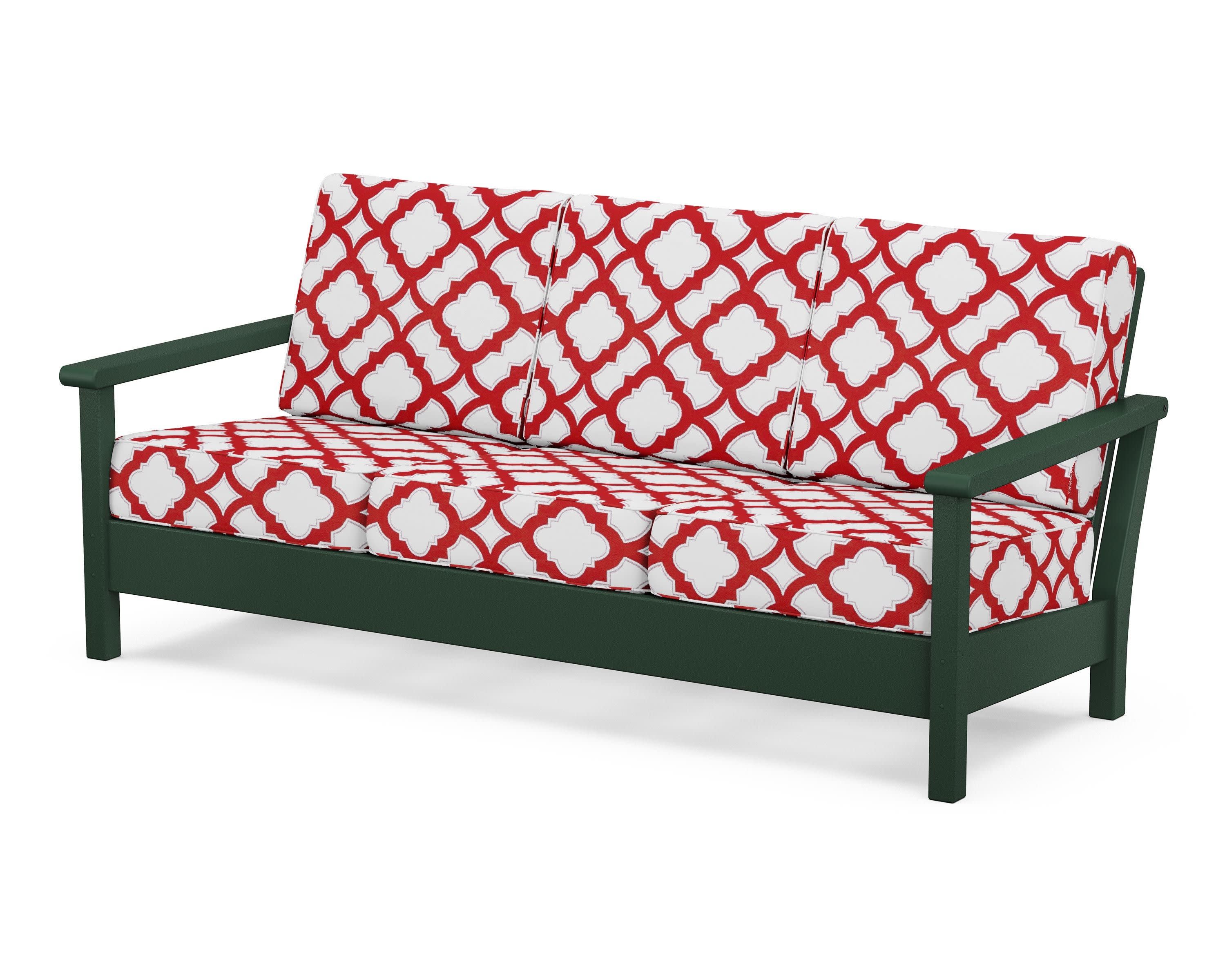 Harbour Deep Seating Sofa in Green / Trellis Crimson