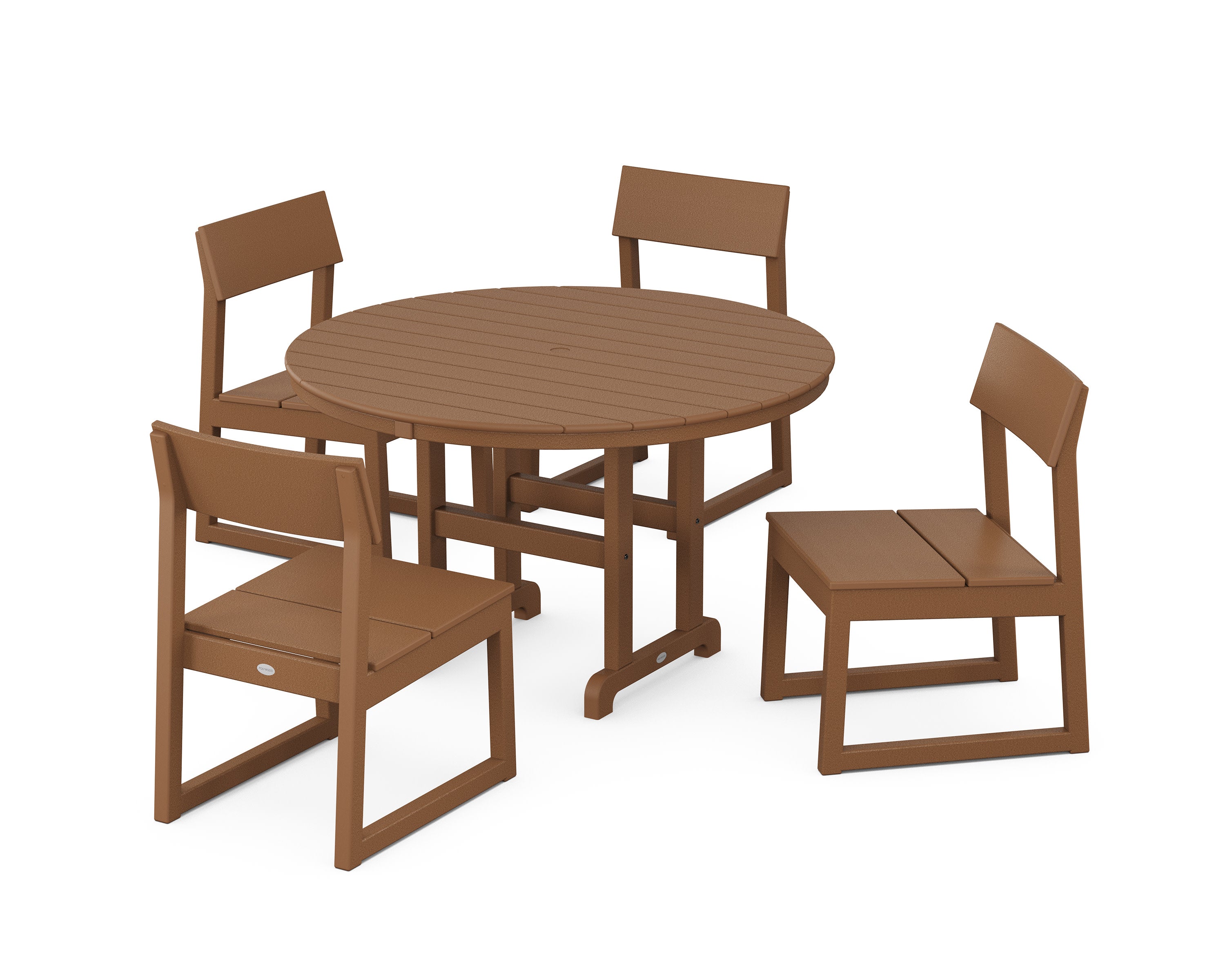 EDGE Side Chair 5-Piece Round Farmhouse Dining Set in Teak