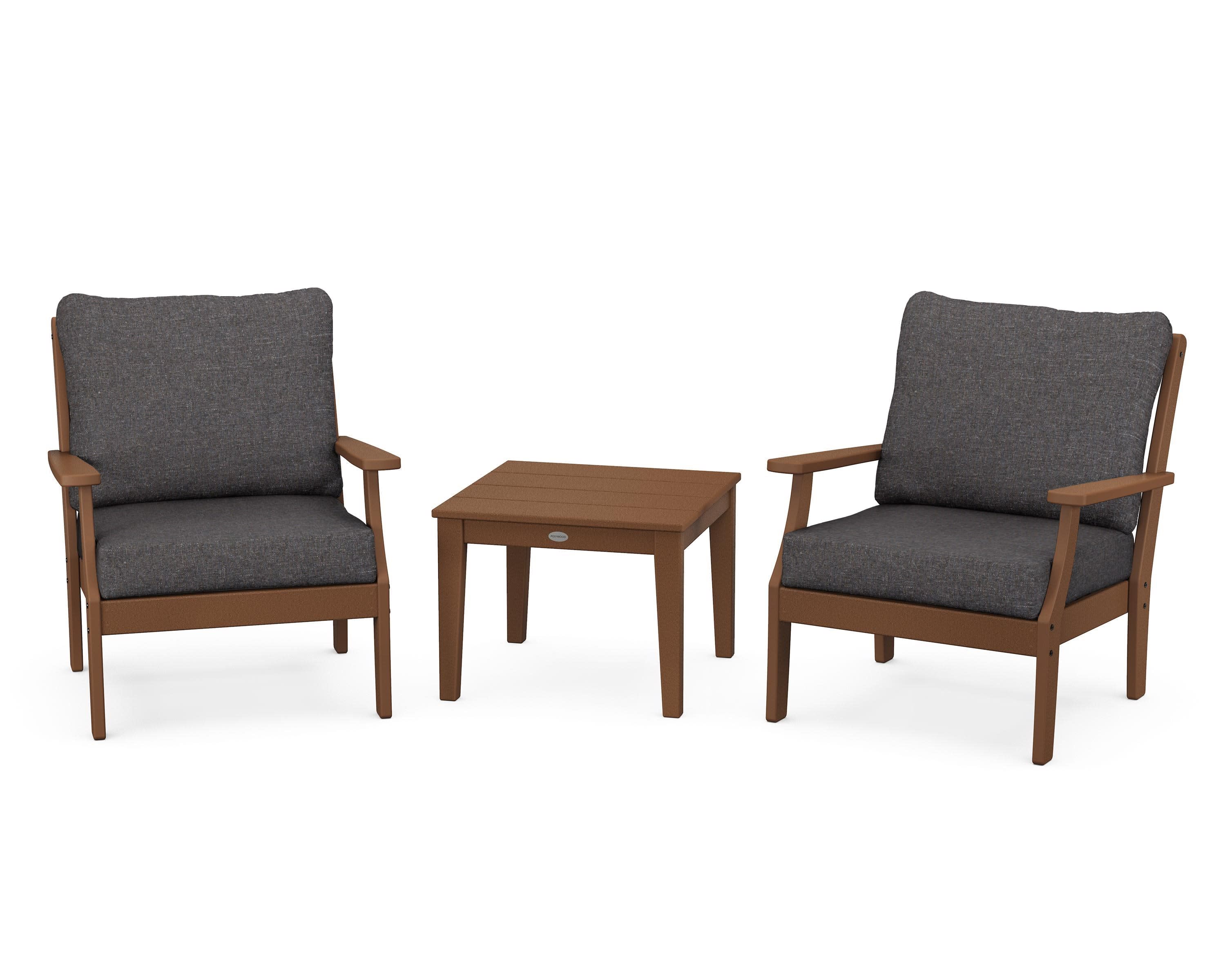 Braxton 3-Piece Deep Seating Set in Teak / Ash Charcoal