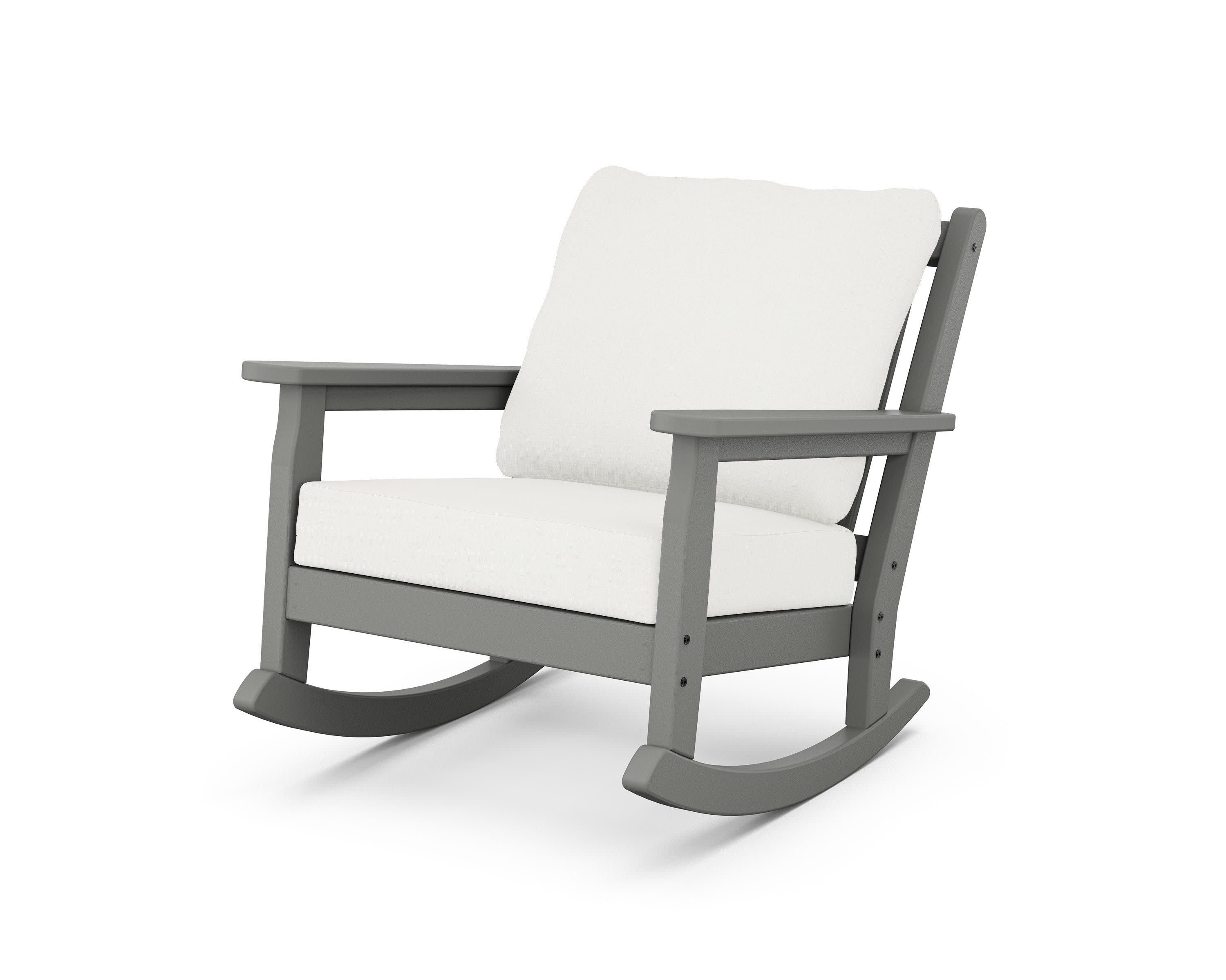 Chippendale Deep Seating Rocking Chair in Slate Grey / Natural Linen