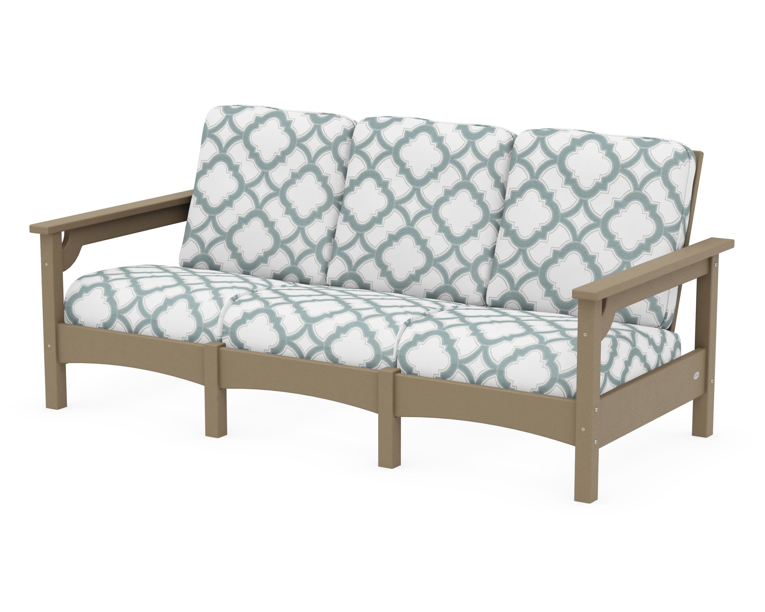 Club Sofa in Vintage Sahara / Trellis Glacier Spa