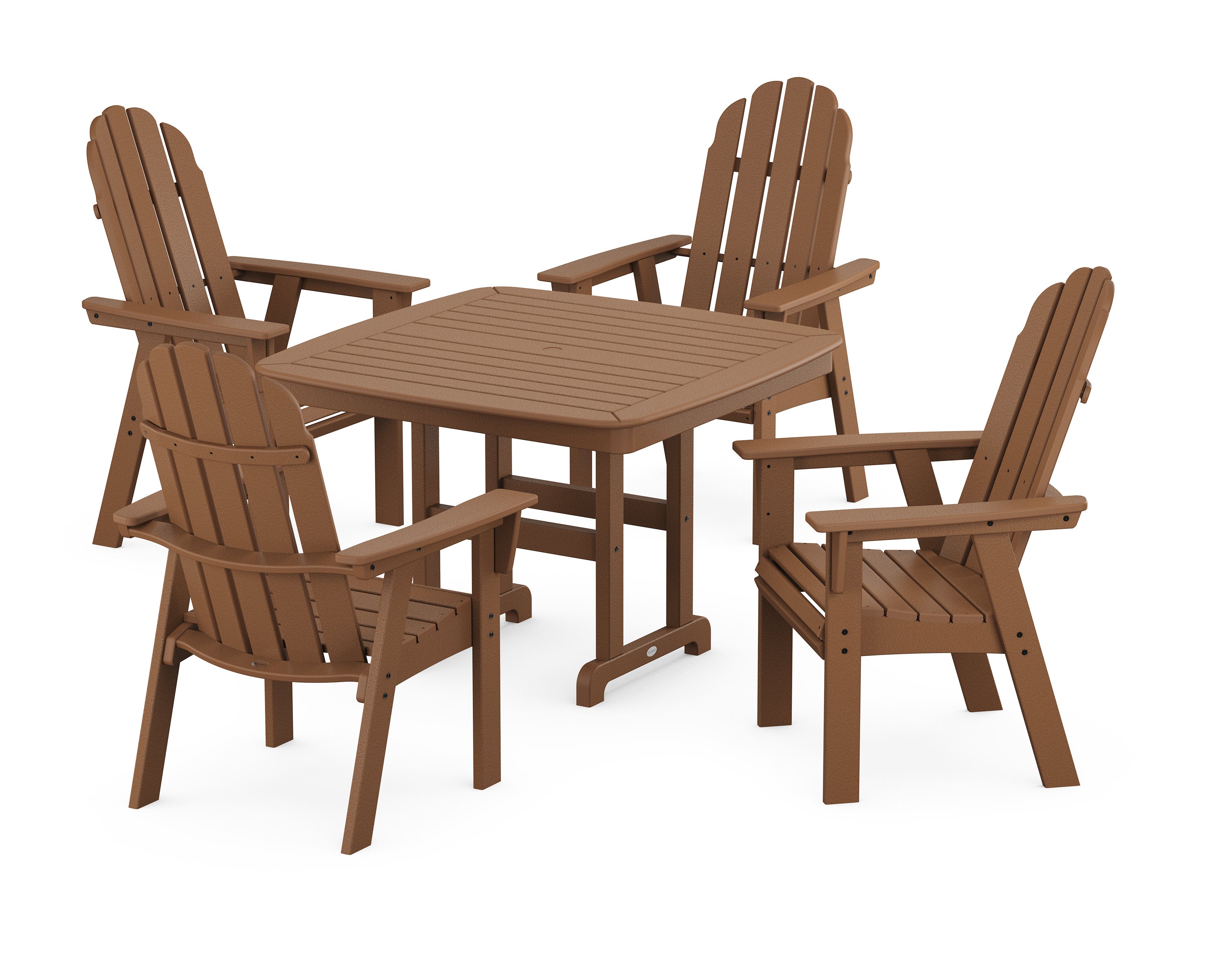Vineyard Curveback Adirondack 5-Piece Dining Set in Teak
