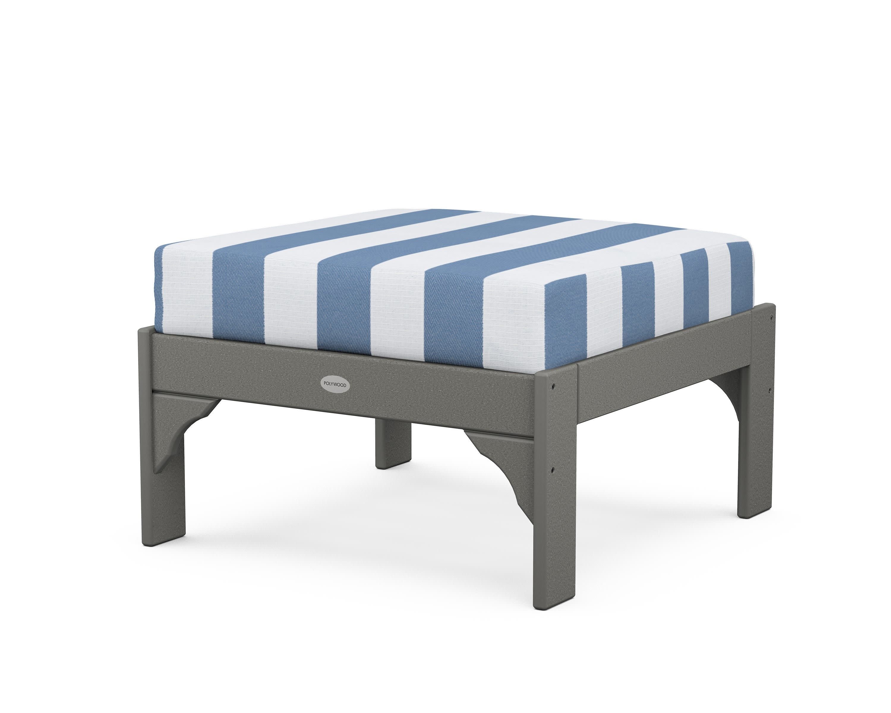 Vineyard Deep Seating Ottoman in Slate Grey / Cabana Stripe Sky Blue