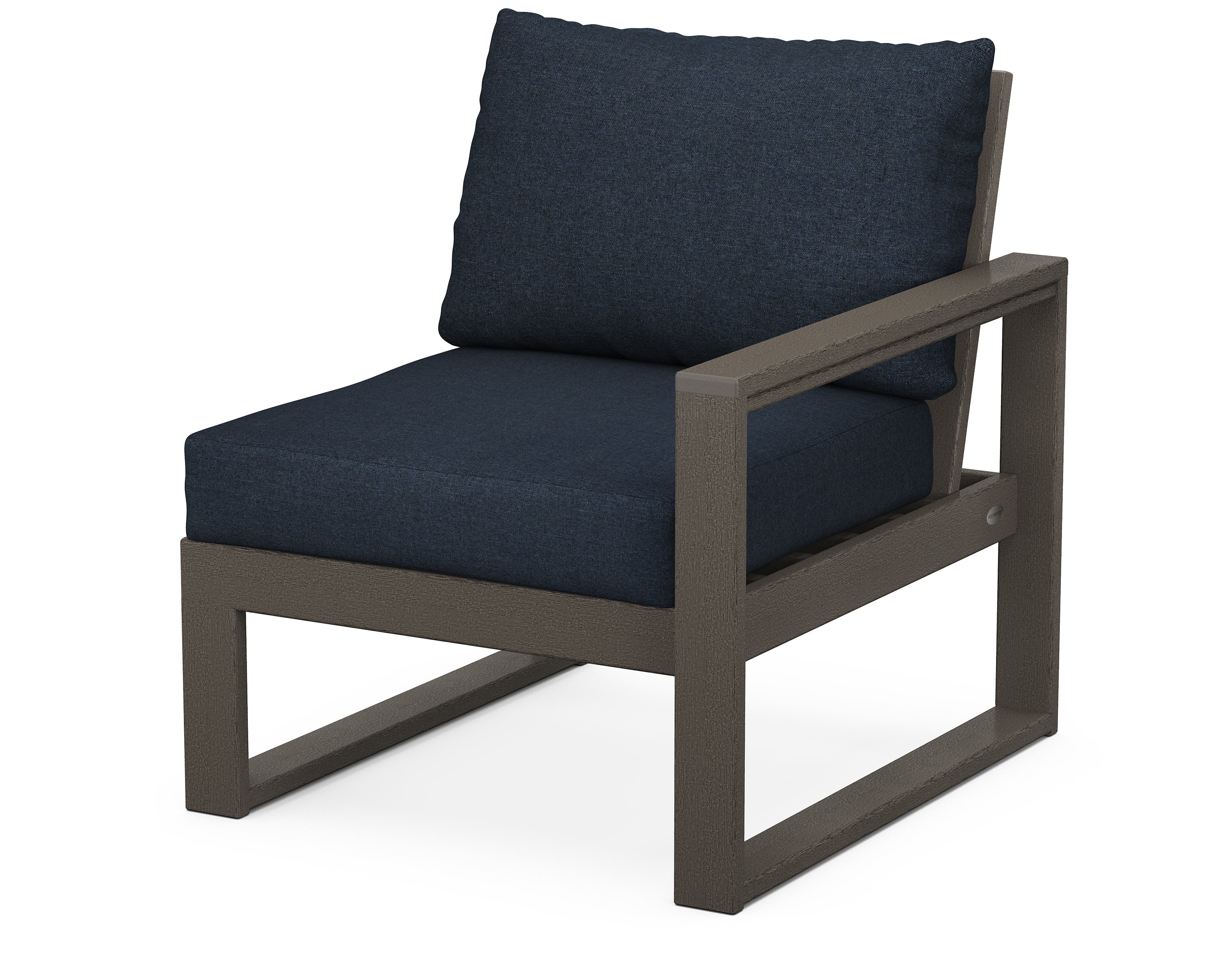 EDGE Modular Right Arm Chair in Vintage Coffee / Marine Indigo