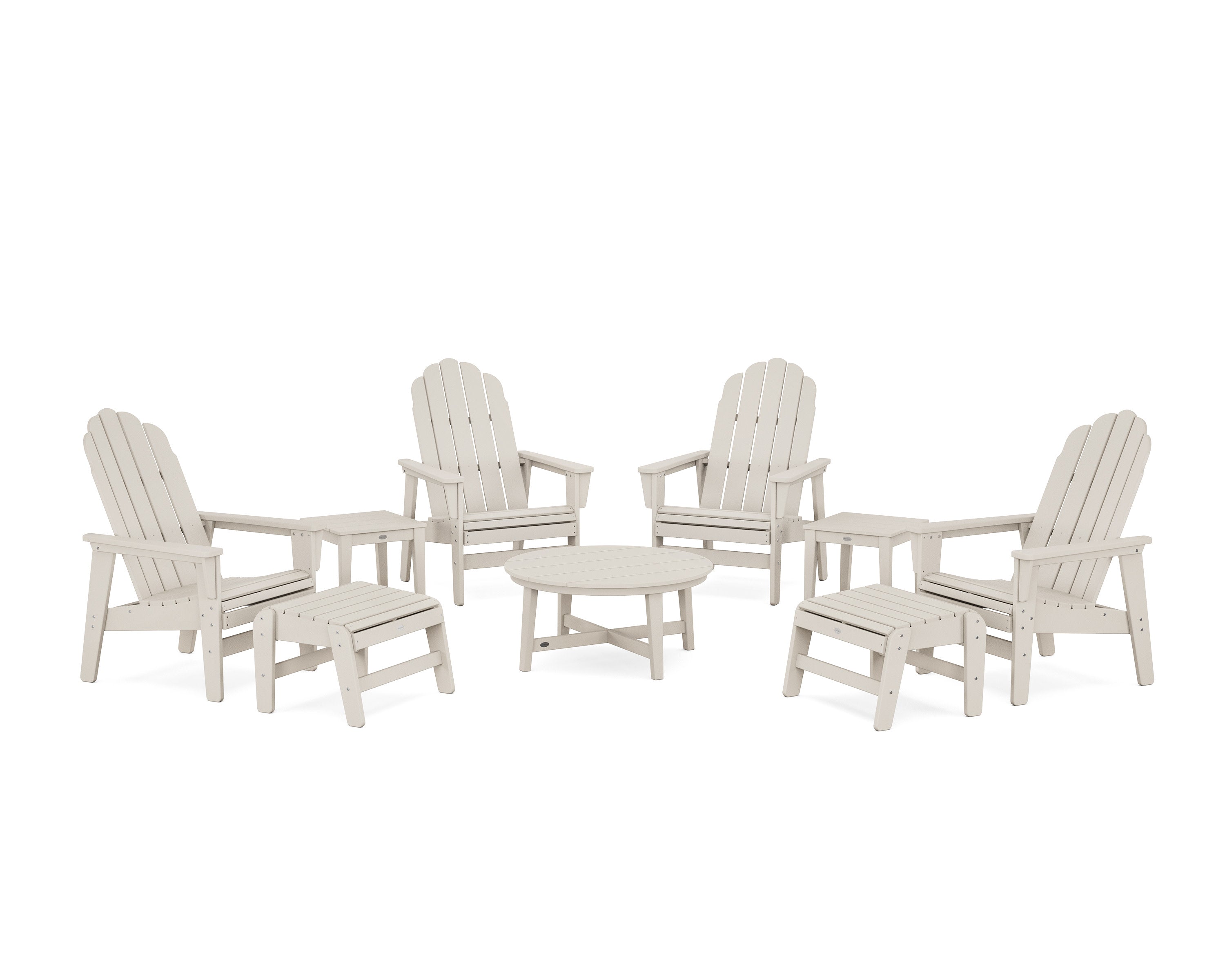 Vineyard Grand Upright Adirondack 9-Piece Conversation Set in Sand
