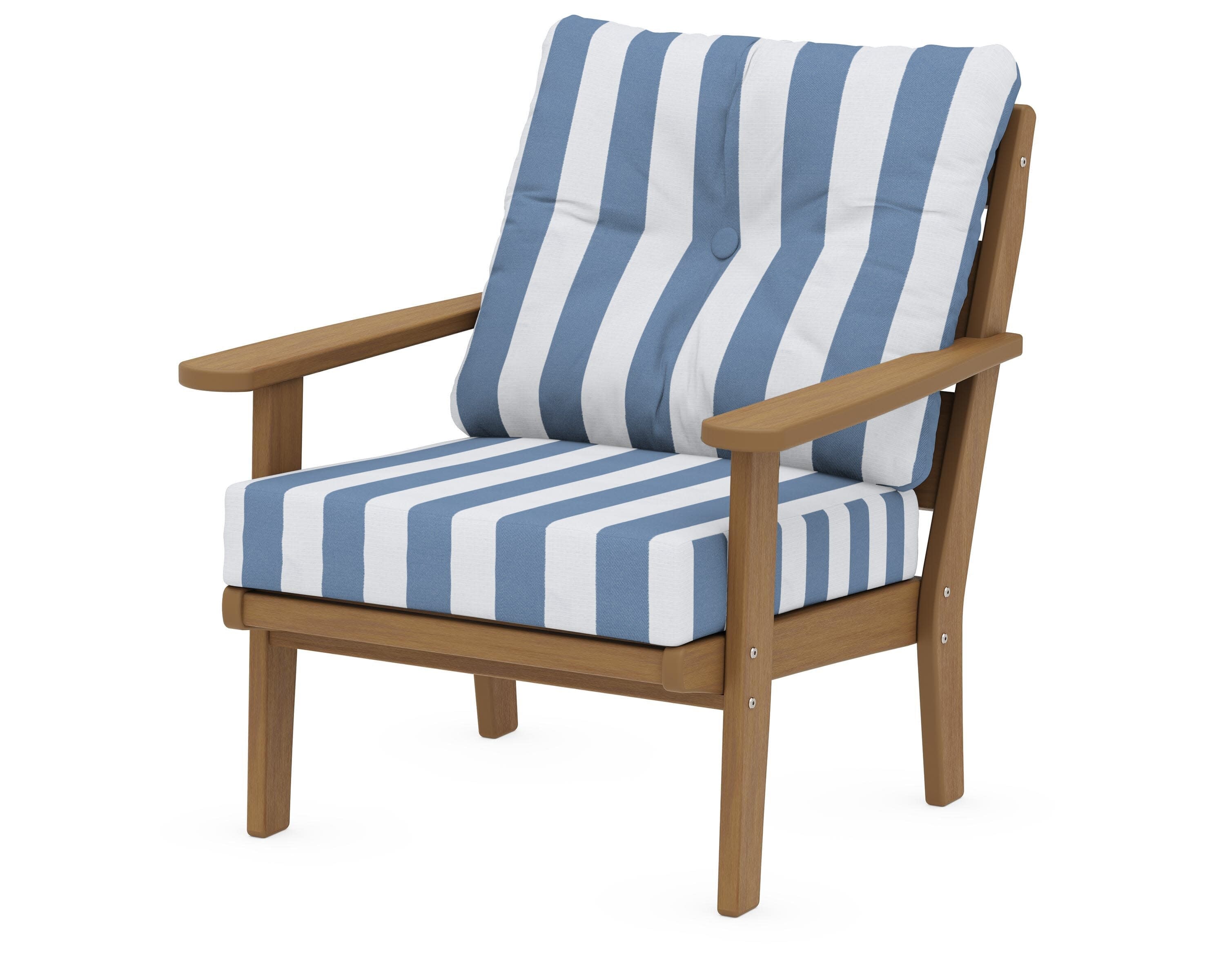 Lakeside Deep Seating Chair in Natural / Cabana Stripe Sky Blue