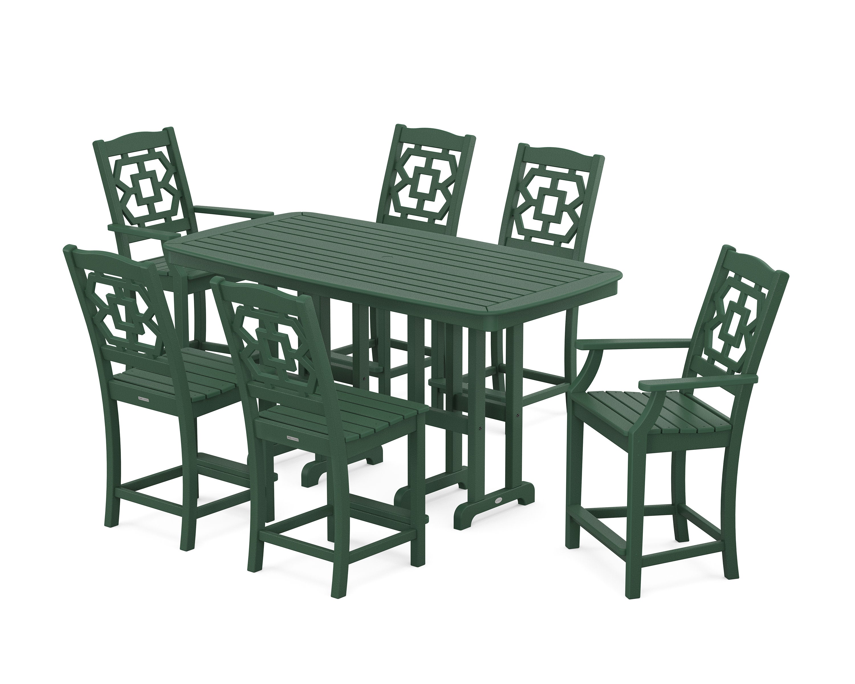Chinoiserie 7-Piece Counter Set in Green