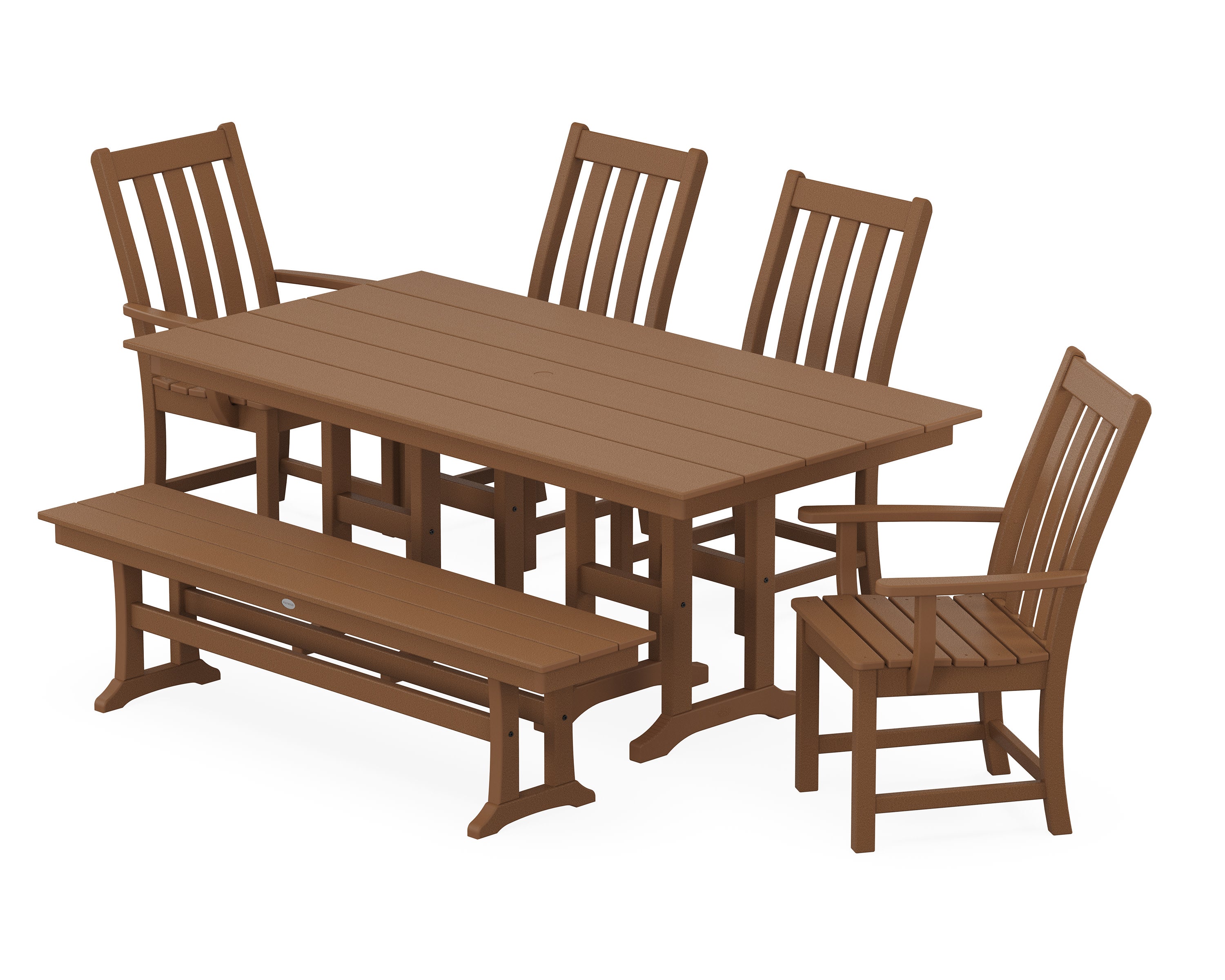 Vineyard 6-Piece Farmhouse Dining Set with Bench in Teak