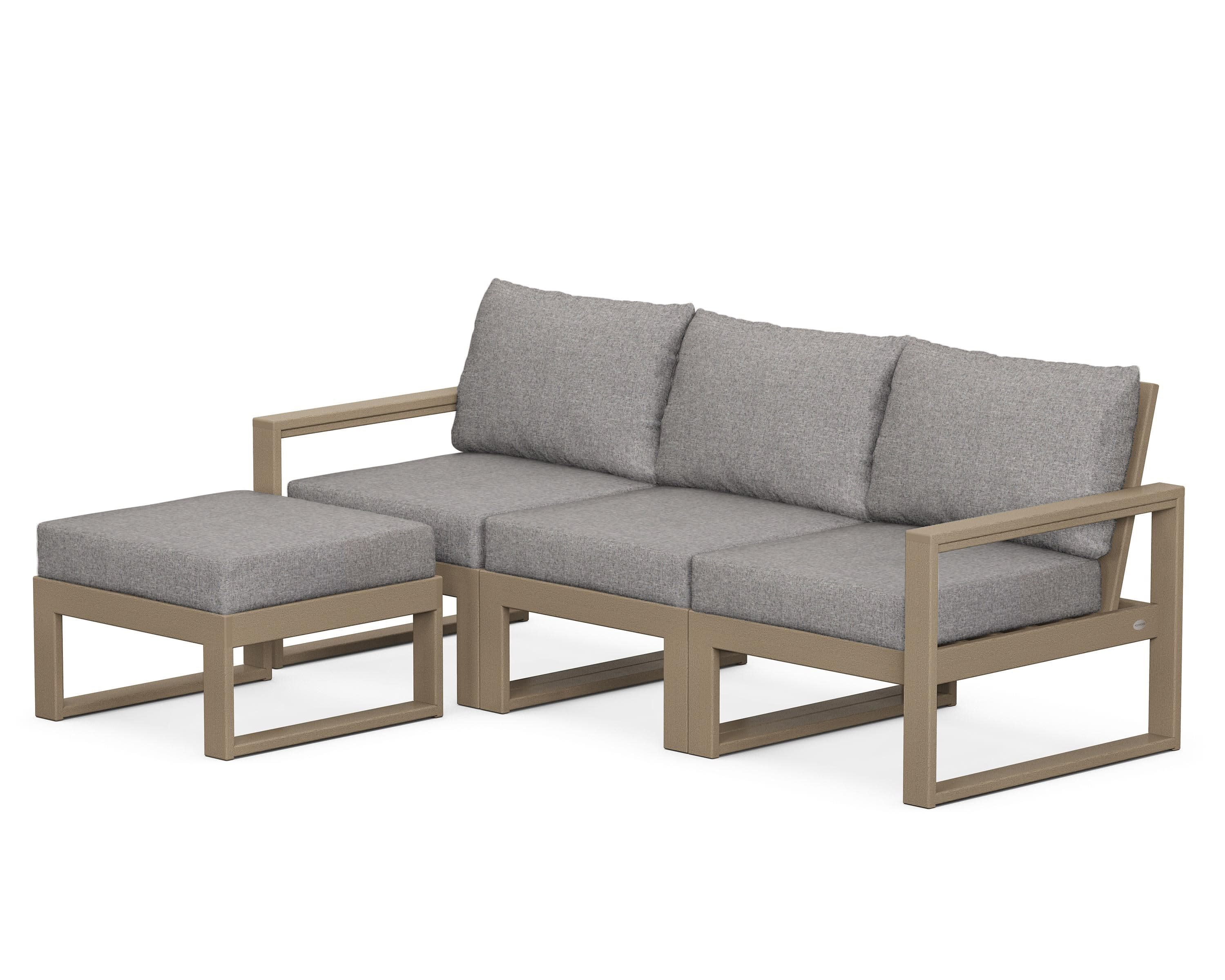 EDGE 4-Piece Modular Deep Seating Set with Ottoman in Vintage Sahara / Grey Mist
