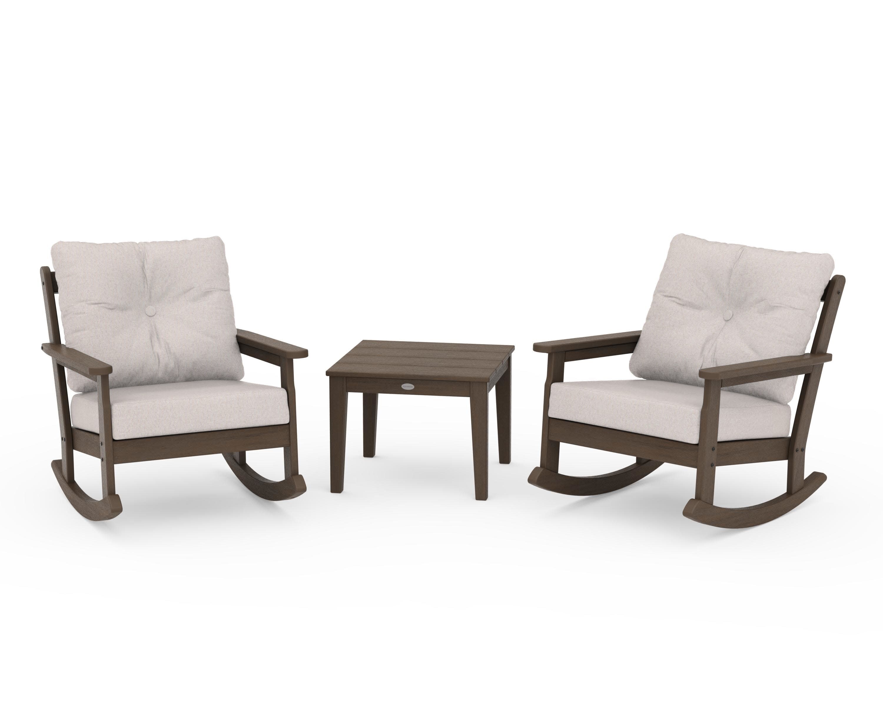 Vineyard 3-Piece Deep Seating Rocker Set in Kona / Dune Burlap