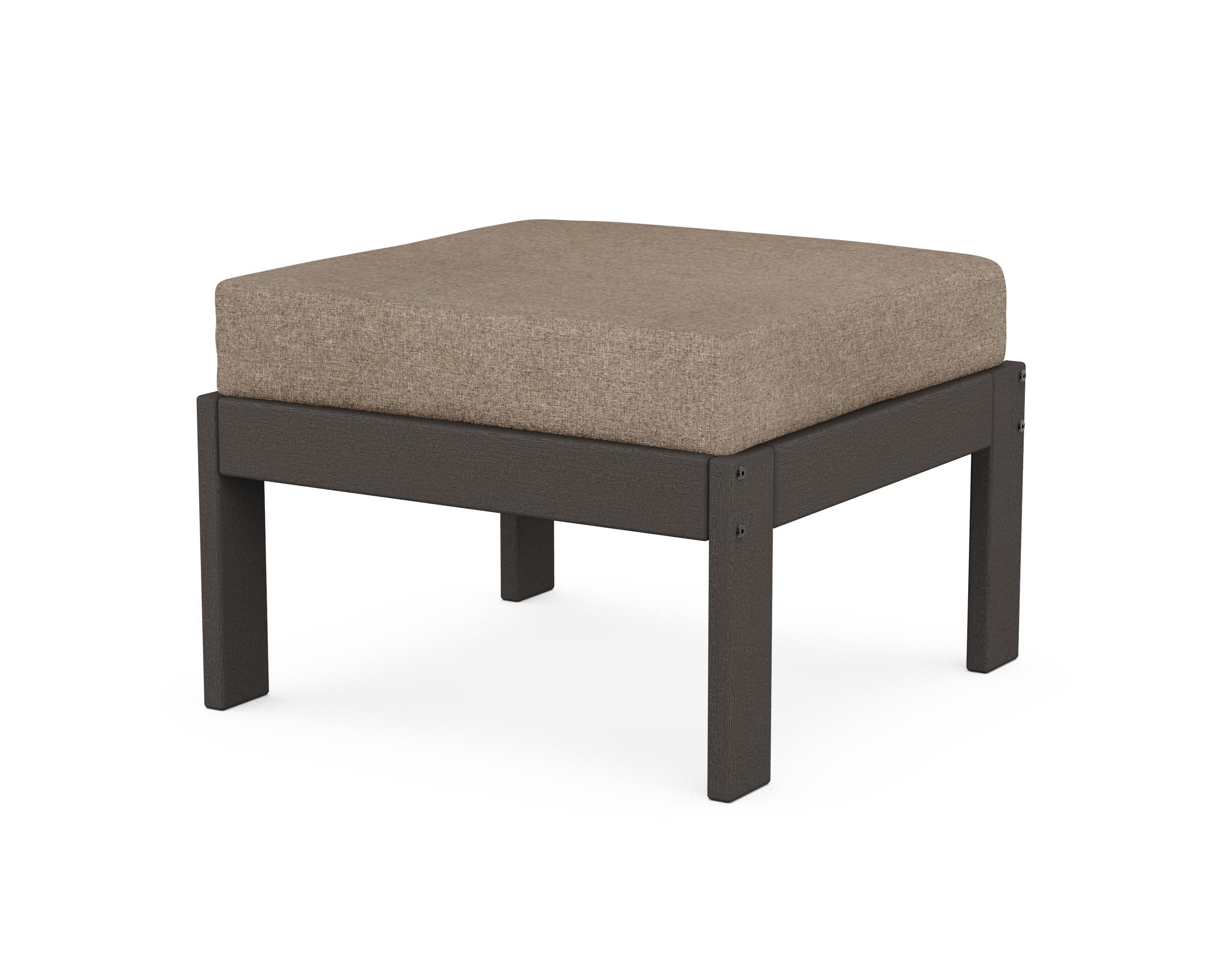 Vineyard Modular Ottoman in Vintage Coffee / Spiced Burlap