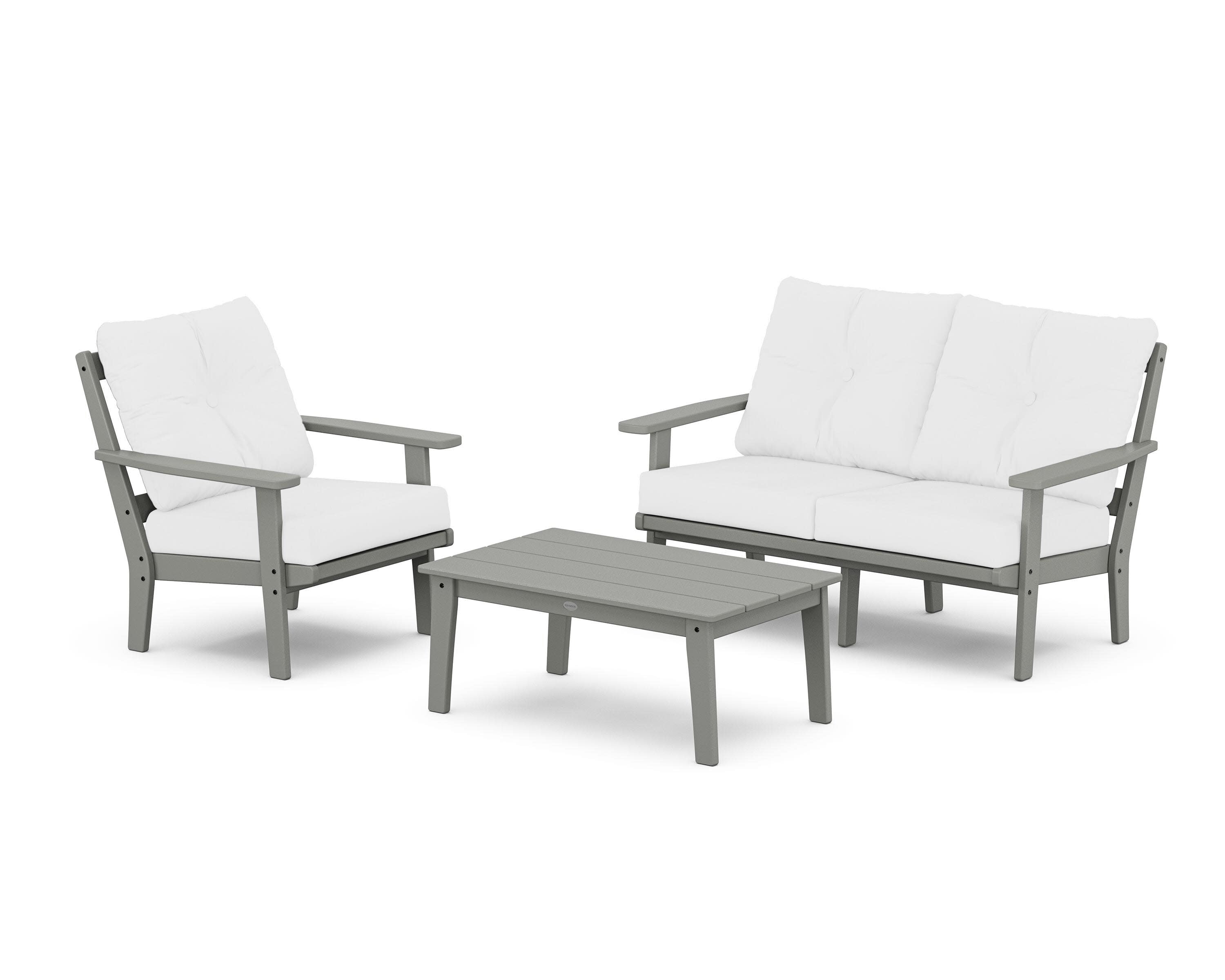 Prairie 3-Piece Deep Seating Set with Loveseat in Slate Grey / Natural