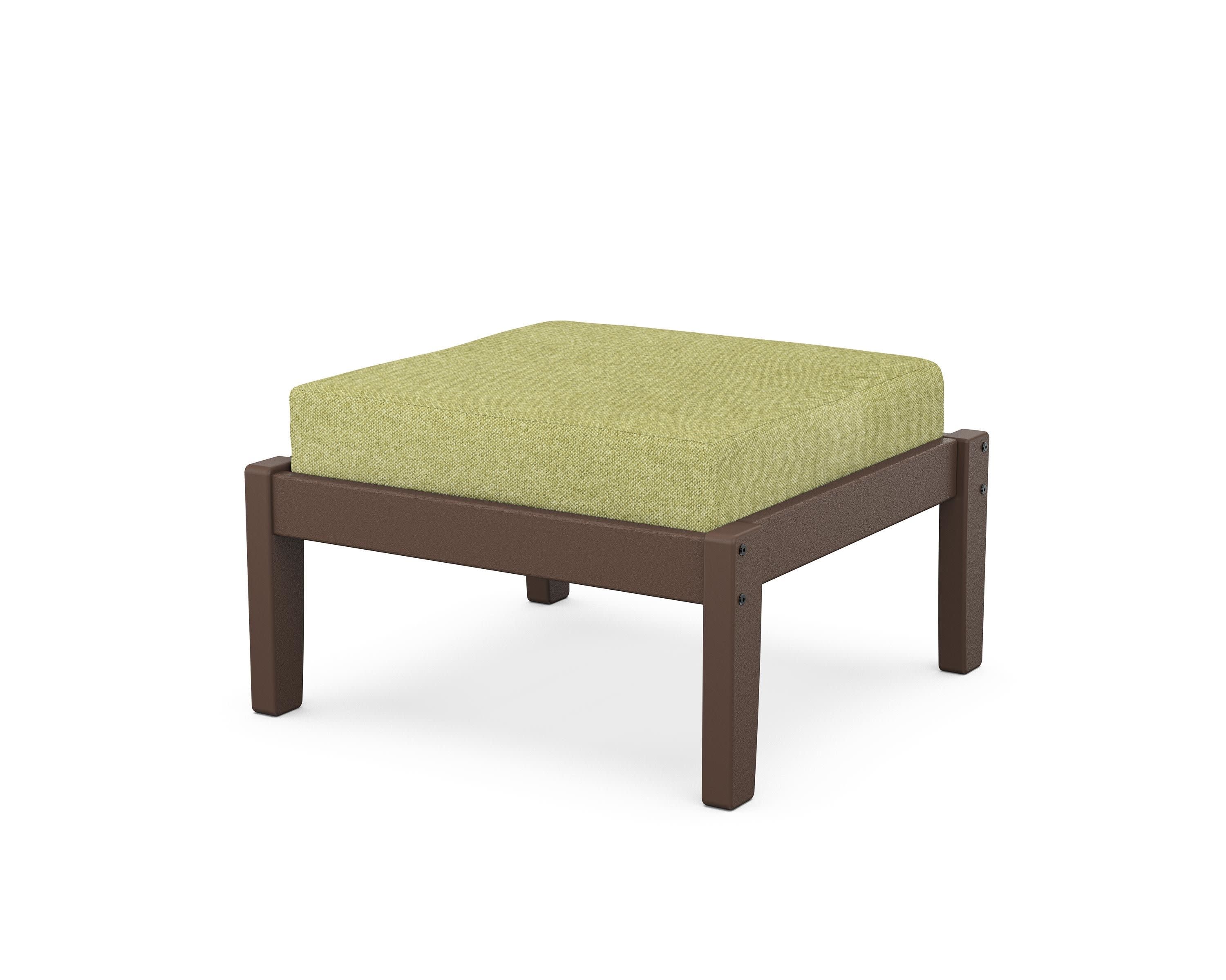 Deep Seating Ottoman in Mahogany / Chartreuse Boucle